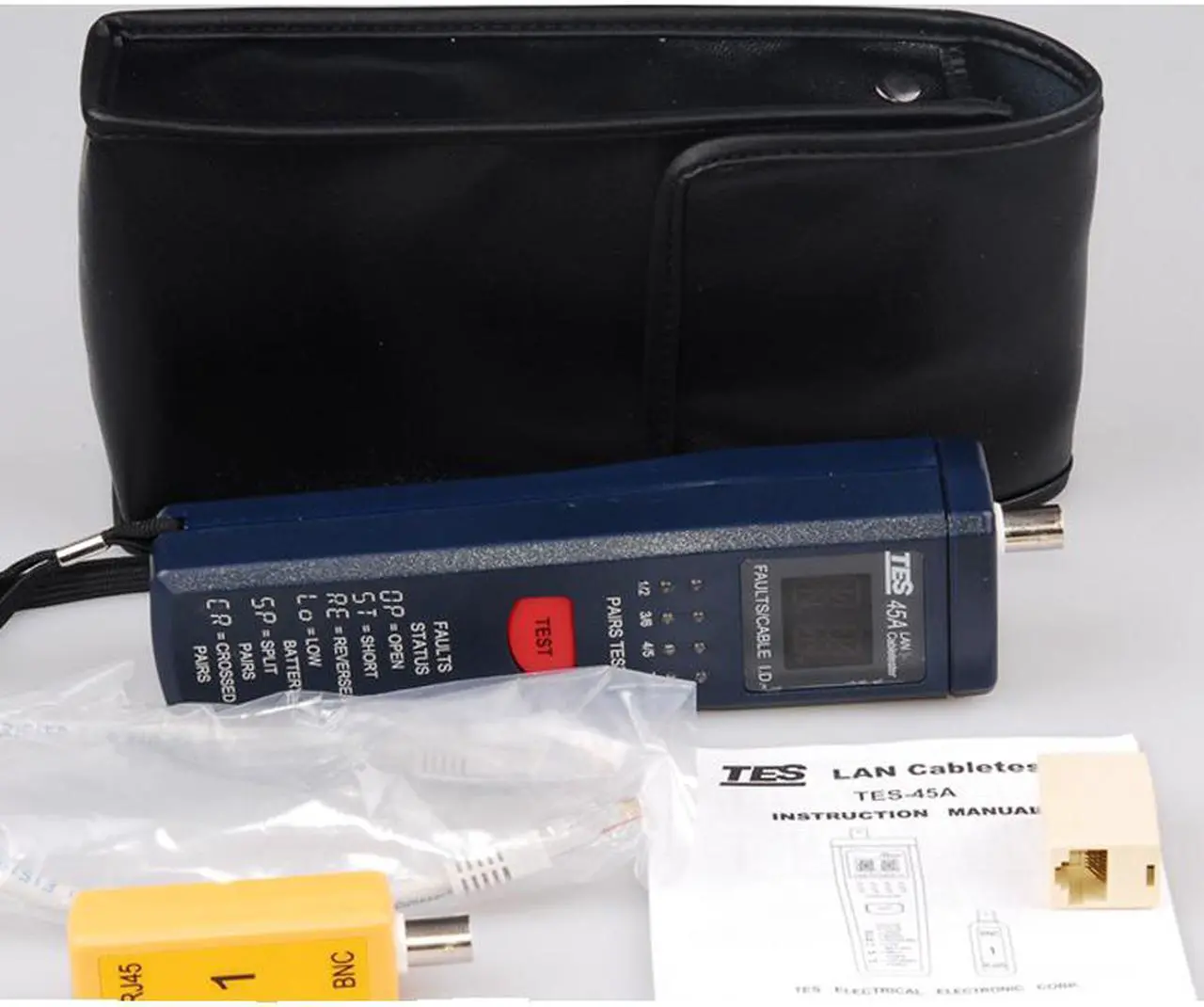 Alt view image 4 of 4 - TES-45 CAT-5 Lan Cable Tester Meter Pairs Length Faults Status Leds Display