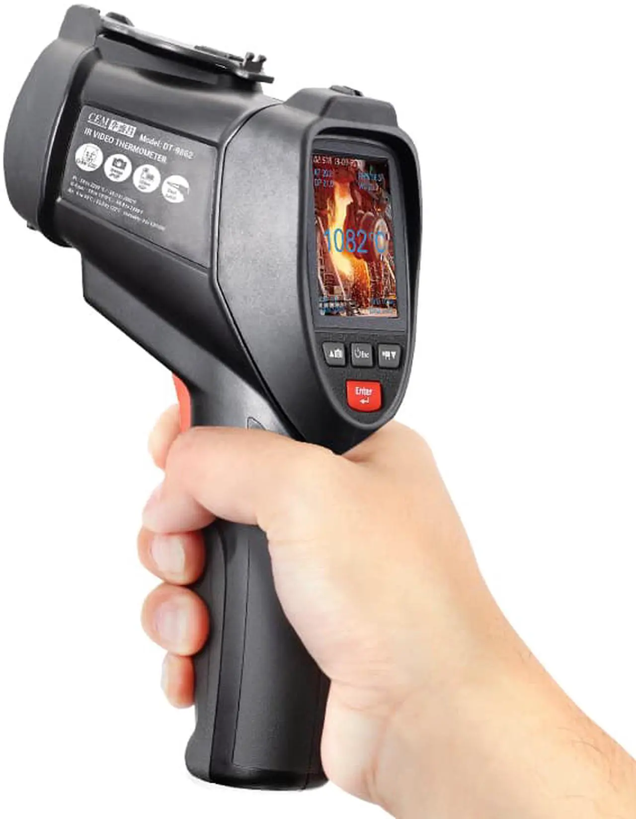 Alt view image 4 of 4 - CEM DT-9862 Infrared IR Dual Laser Video Thermometer  Color TFT LCD Screen 8G