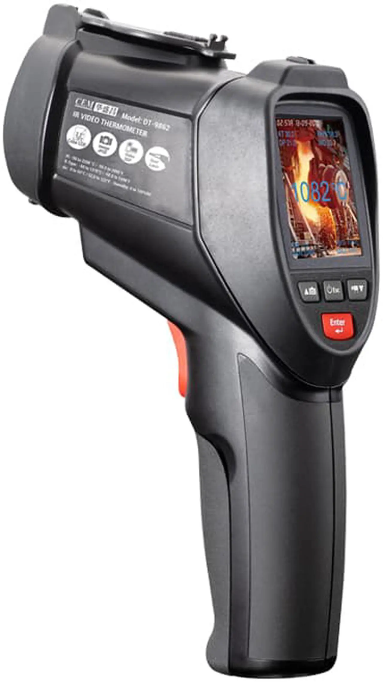 Alt view image 2 of 4 - CEM DT-9862 Infrared IR Dual Laser Video Thermometer  Color TFT LCD Screen 8G