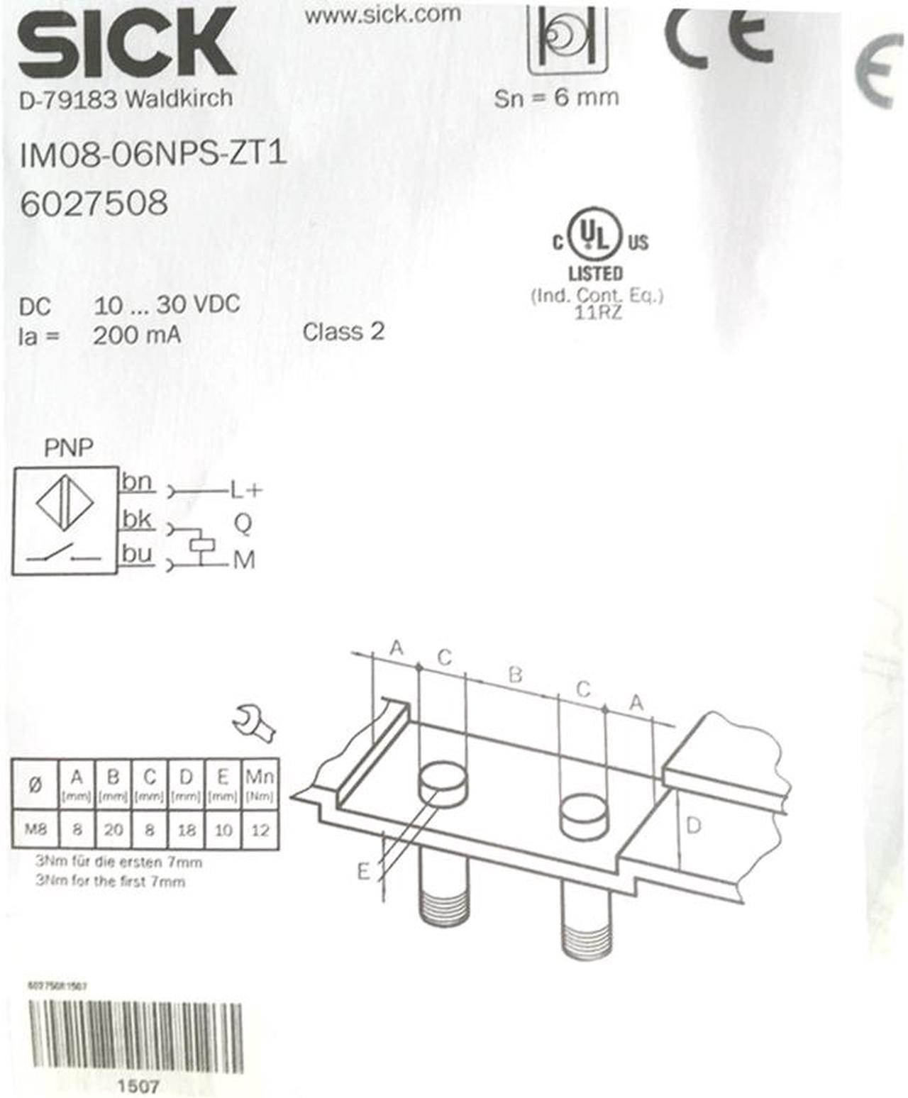 SICK IM08-06NPS-ZT1 Inductive proximity sensors  PNP,New