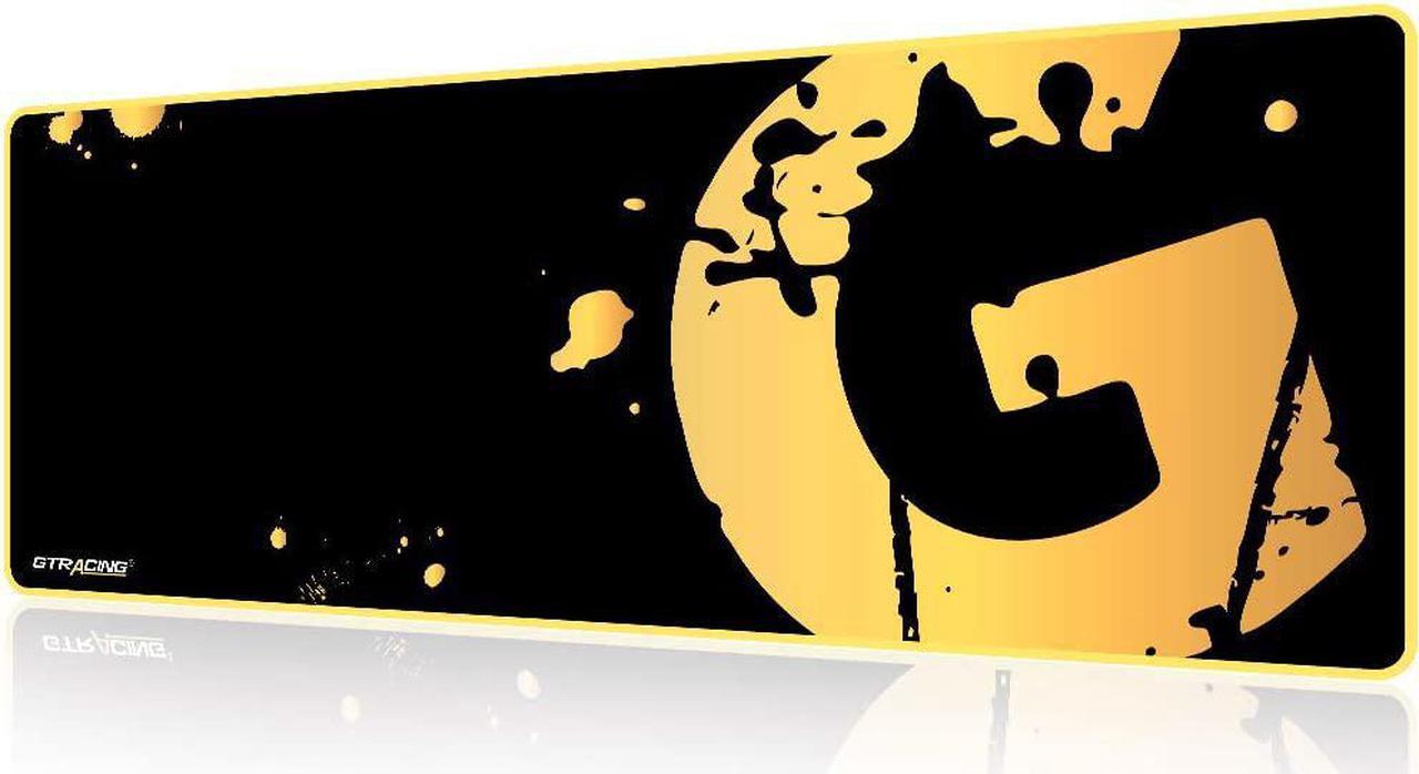 Main image of GTRACING Gaming Mouse Pad Large, Extended Mousepad with Stitched Edges, Non Slip Rubber Base, Waterproof XL Size Keyboard Pad, Mouse Mat for Gamer, Office and Home, 31.5x11.8 in,Golden