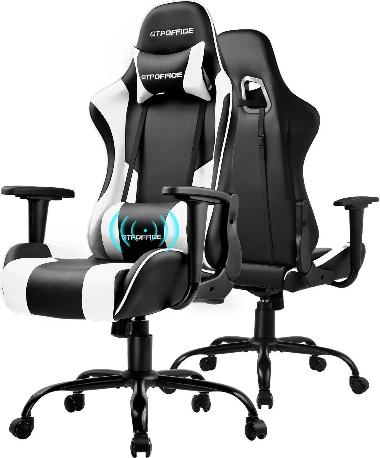 Alt view image 6 of 7 - GTRACING Gaming Chair Massage Office Computer GTPOFFICE Series Racing Chair for Adult Reclining Adjustable Swivel Leather Chair High Back Desk Chair Headrest and Massage Lumbar Support Cushion
