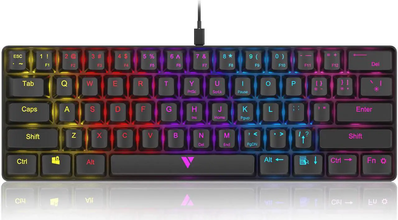 Main image of GTRACING Mechanical Gaming Keyboard 60% Colorful Backlit Wired Ultra Compact 61 Keys Mini for Computer PC Laptop Windows Type-C Blue Switches GT882