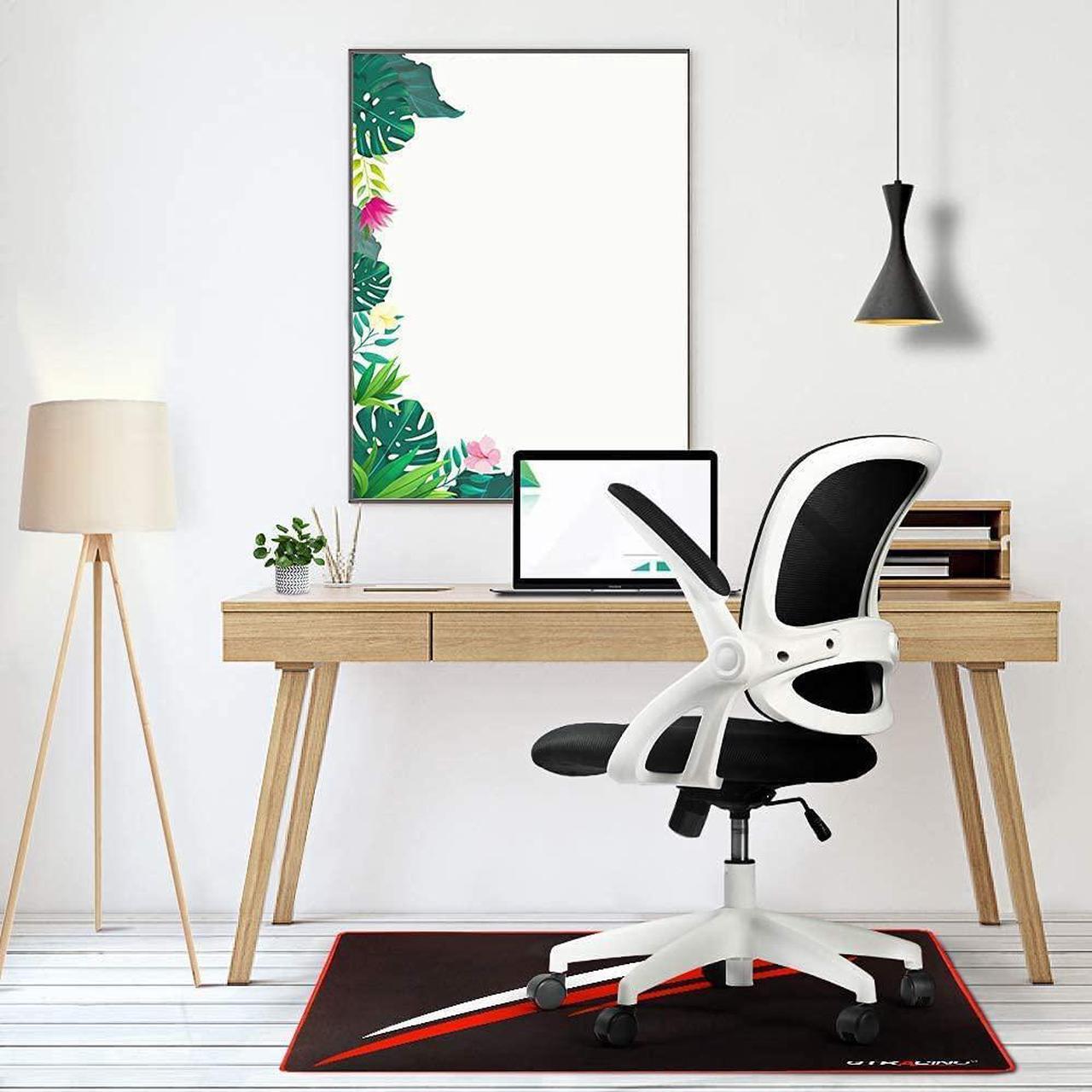 Alt view image 2 of 7 - GTRACING Gaming Chair Mat for Hardwood Floor 43 x 35inch Office Computer Gaming Desk Chair Mat for Hard Floor Small Red