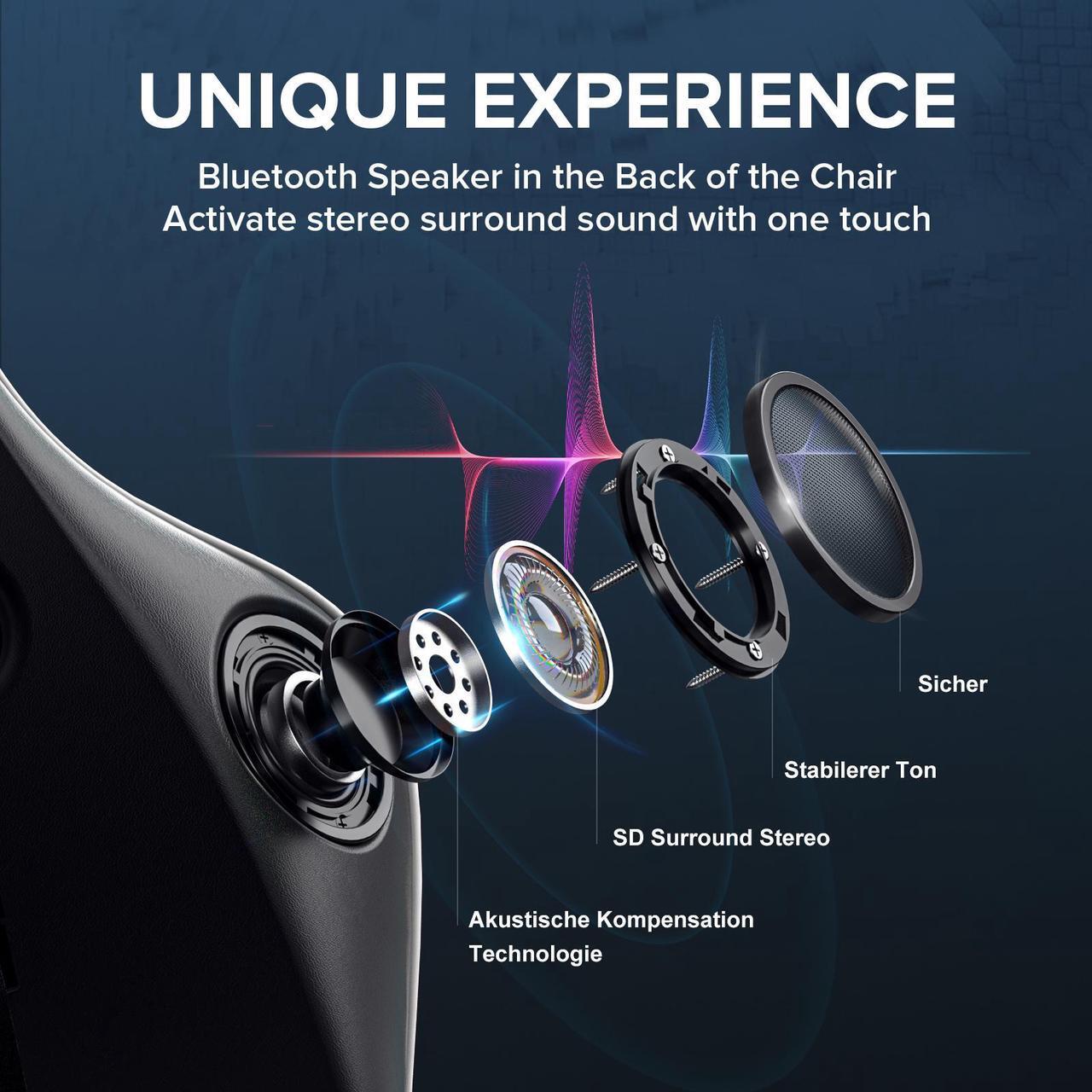 Alt view image 5 of 7 - GTRACING Gaming Chair with Footrest and Bluetooth Speakers Music Video Game Chair Heavy Duty Ergonomic Computer Office Desk Chair (Blue)