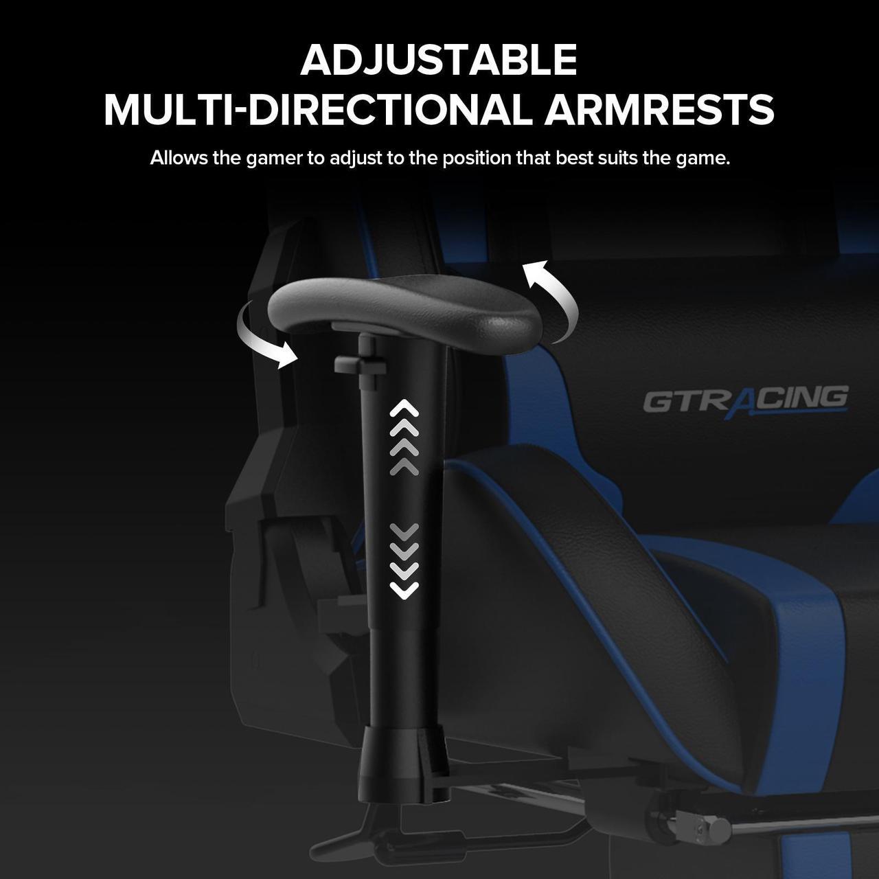 Alt view image 6 of 7 - GTRACING Gaming Chair with Footrest and Bluetooth Speakers Music Video Game Chair Heavy Duty Ergonomic Computer Office Desk Chair (Blue)