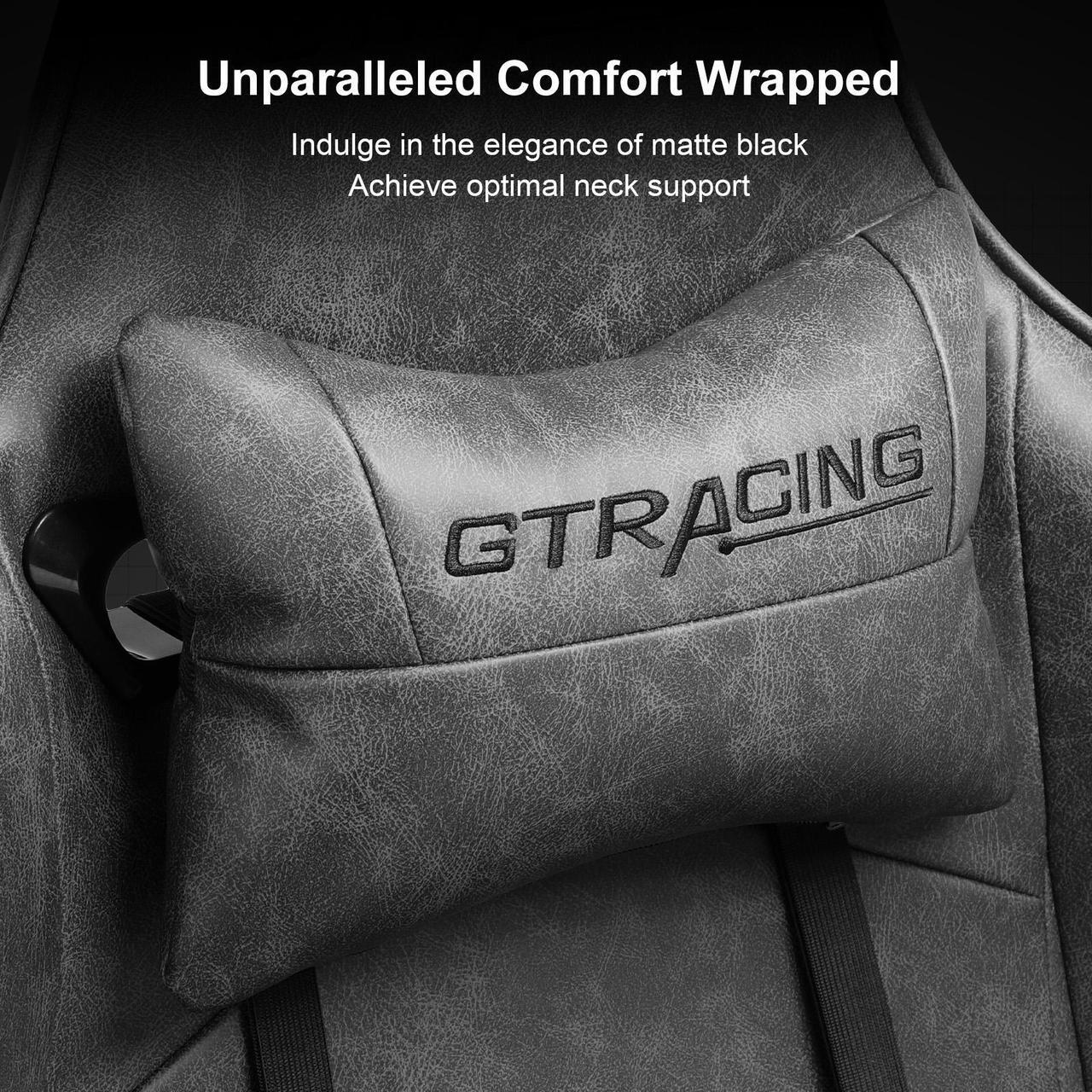 Alt view image 4 of 6 - GTRACING Gaming Chair with Footrest Big and Tall Gamer Chair Office Executive Chair Heavy Duty Adjustable Recliner with Headrest Lumbar Support Cushion Desk Chair (Grey)