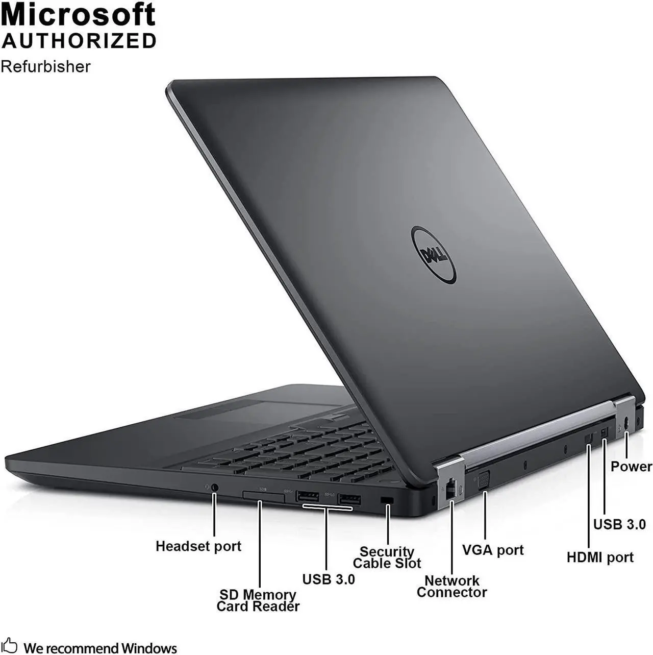 Alt view image 6 of 6 - Dell Latitude E5570 15.6in Laptop, Core i5-6300U 2.4GHz, 8GB Ram, 256GB SSD, Windows 10 Pro 64bit