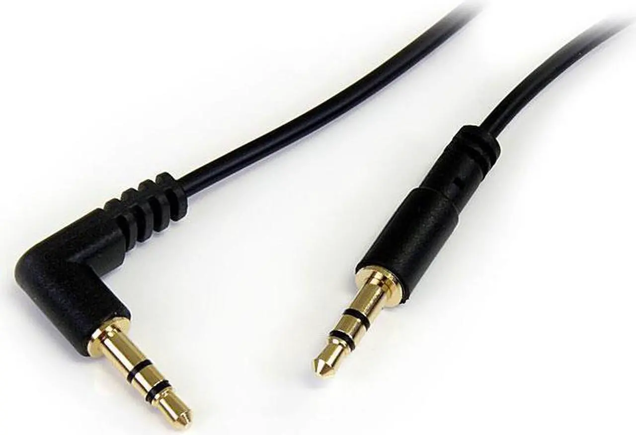 Main image of 1 ft Slim 3.5mm to Right Angle Stereo Audio Cable - M/M Cord Lead 30cm