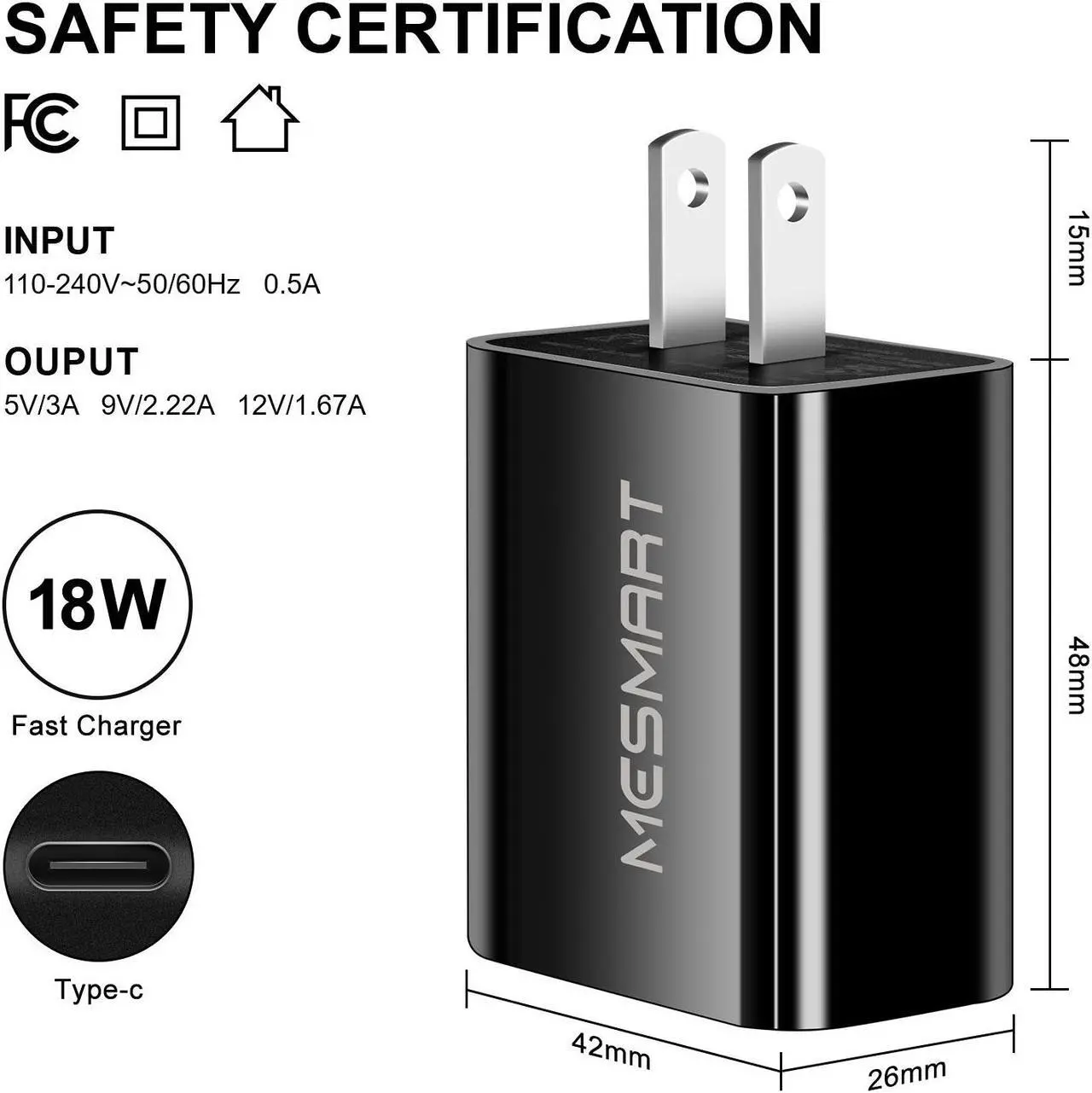 Alt view image 3 of 7 - Fast PD Type C Wall Charger Power Adapter & USB-C To USB-C Charging Cable For iPhone 15 Pro Max Plus / Samsung Galaxy S23 S22 Ultra 5G S23+ A54 A34 A14 A03s / Google 8 7 6 Pro 8a 7a Black 3 ft.
