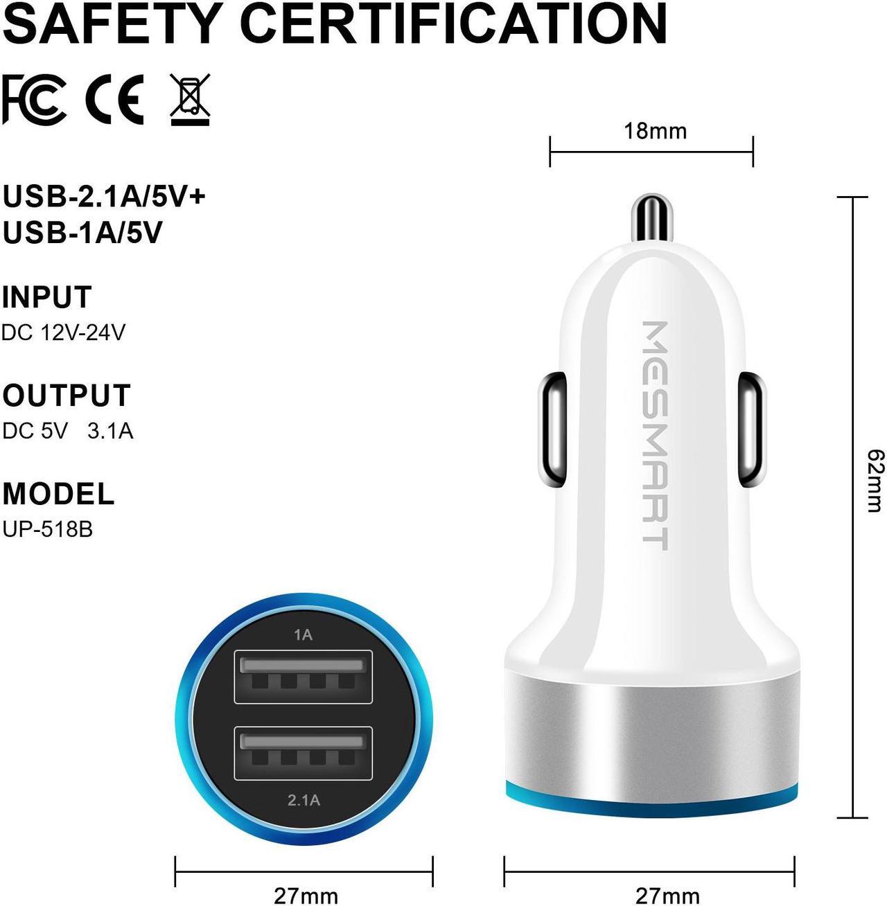 Alt view image 3 of 7 - USB Car Charger Power Adapter 2 Ports Charging Plug For Samsung Galaxy S23 S22 S21 Ultra 5G S23+ A54 A23 A14 A03s /Moto G7 G6 / LG Stylo 6/5/4 /Google Pixel 8 7 6 Pro 7a 6a/Nokia/OnePlus