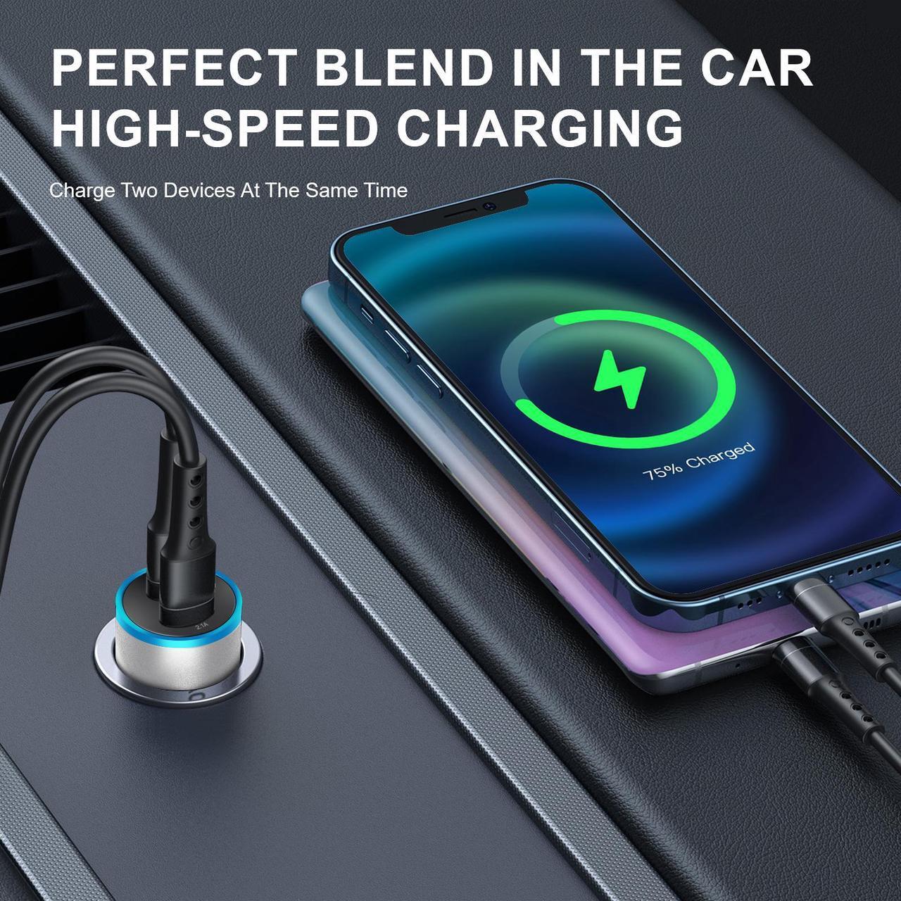 Alt view image 2 of 7 - USB Car Charger Power Adapter 2 Ports Charging Plug For Samsung Galaxy S23 S22 S21 Ultra 5G S23+ A54 A23 A14 A03s /Moto G7 G6 / LG Stylo 6/5/4 /Google Pixel 8 7 6 Pro 7a 6a/Nokia/OnePlus