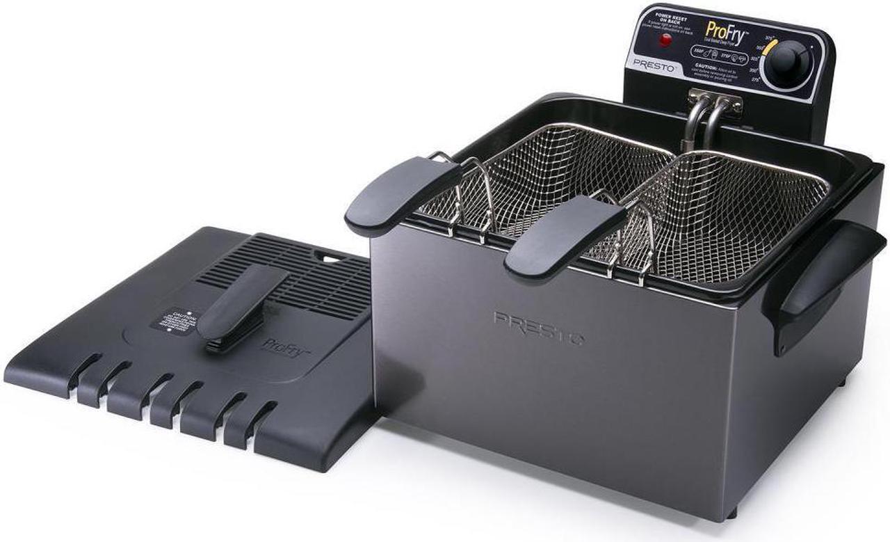 Alt view image 2 of 10 - PRESTO Dual Basket Deep Fryer, Black Stainless Steel (05489)