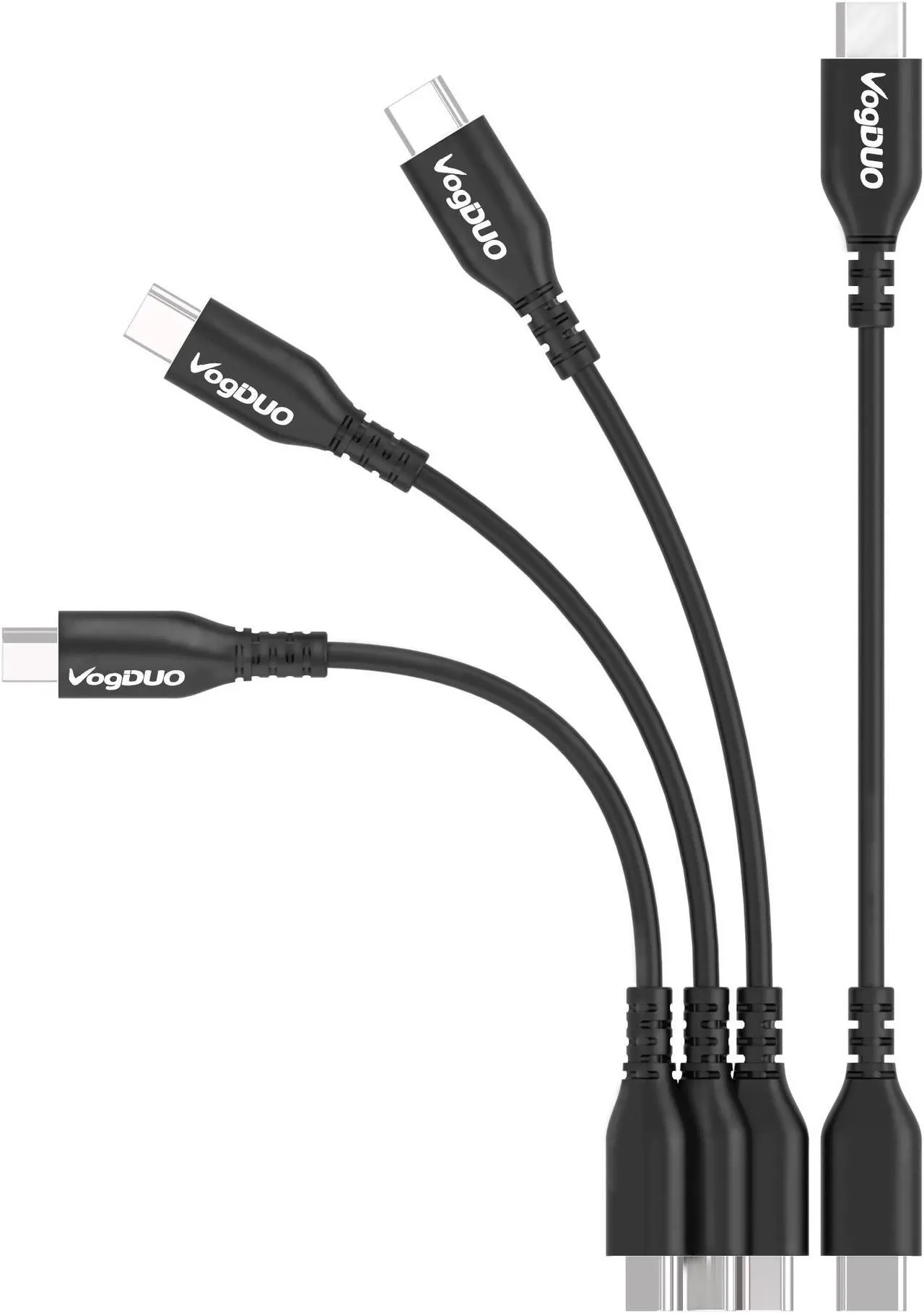 Main image of VOGDUO USB-C to USB-C short cable- 4 inches, 4 packs, travel friendly and pocket friendly, compatible with Samsung Galaxy, Google Pixel, and laptops with USB-C port.