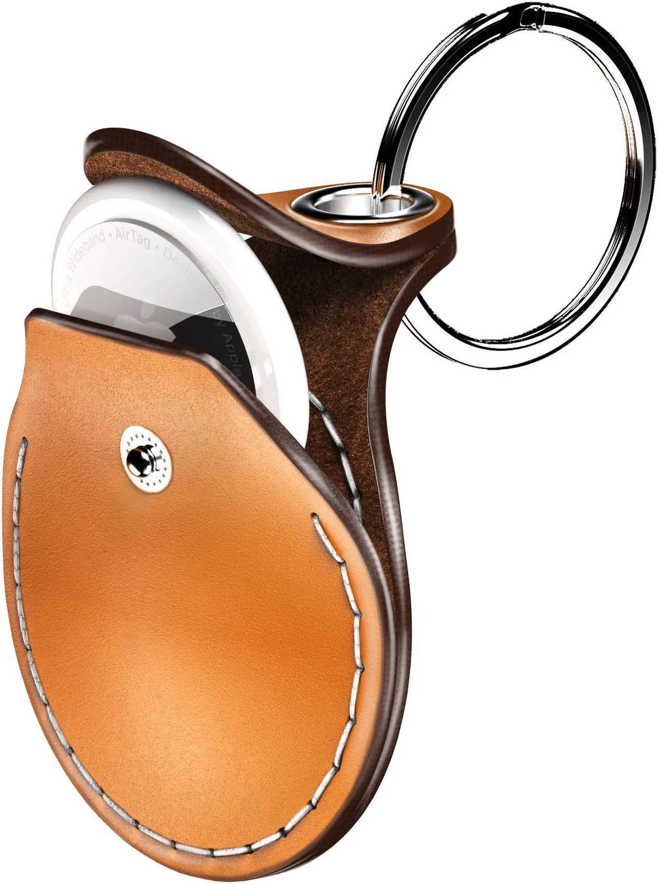 Alt view image 2 of 7 - VogDUO AirTag Leather Case, Italian Genuine Leather, Full cover, Keychain design, Hand Strap, Camouflage