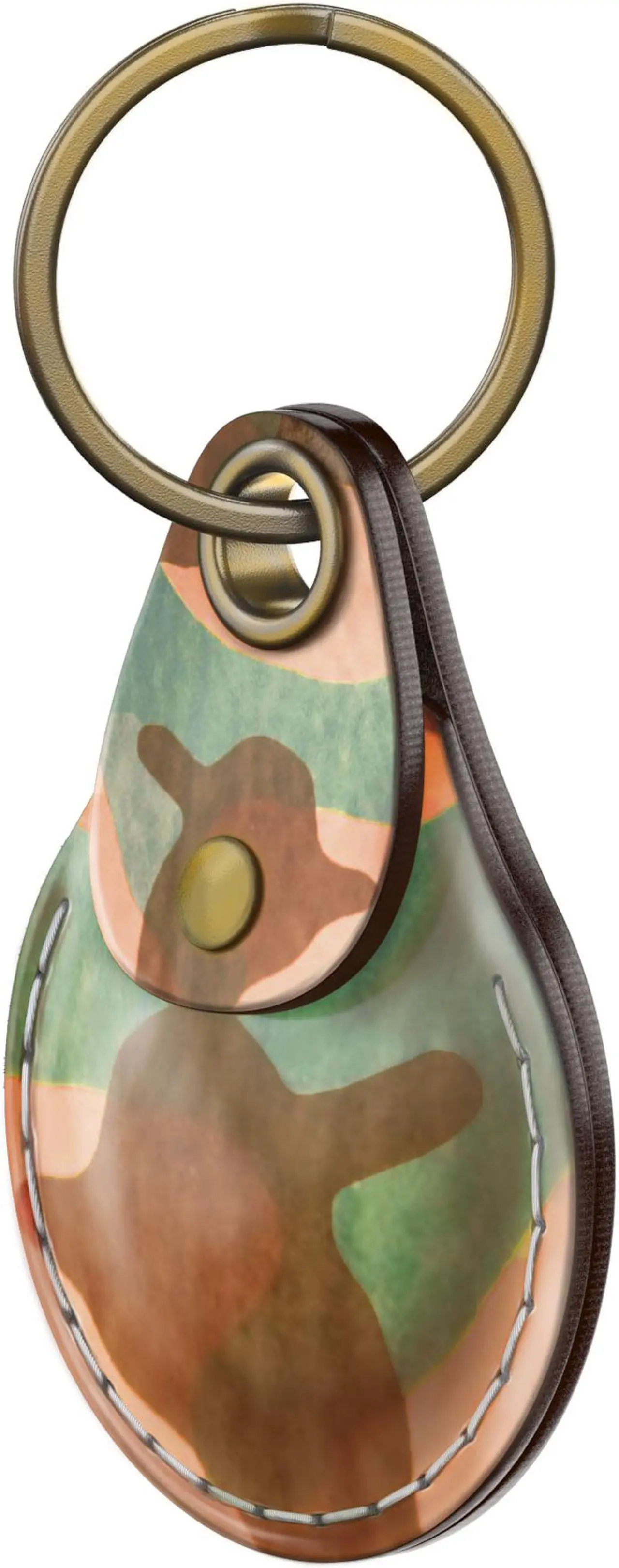 Main image of VogDUO AirTag Leather Case, Italian Genuine Leather, Full cover, Keychain design, Hand Strap, Camouflage