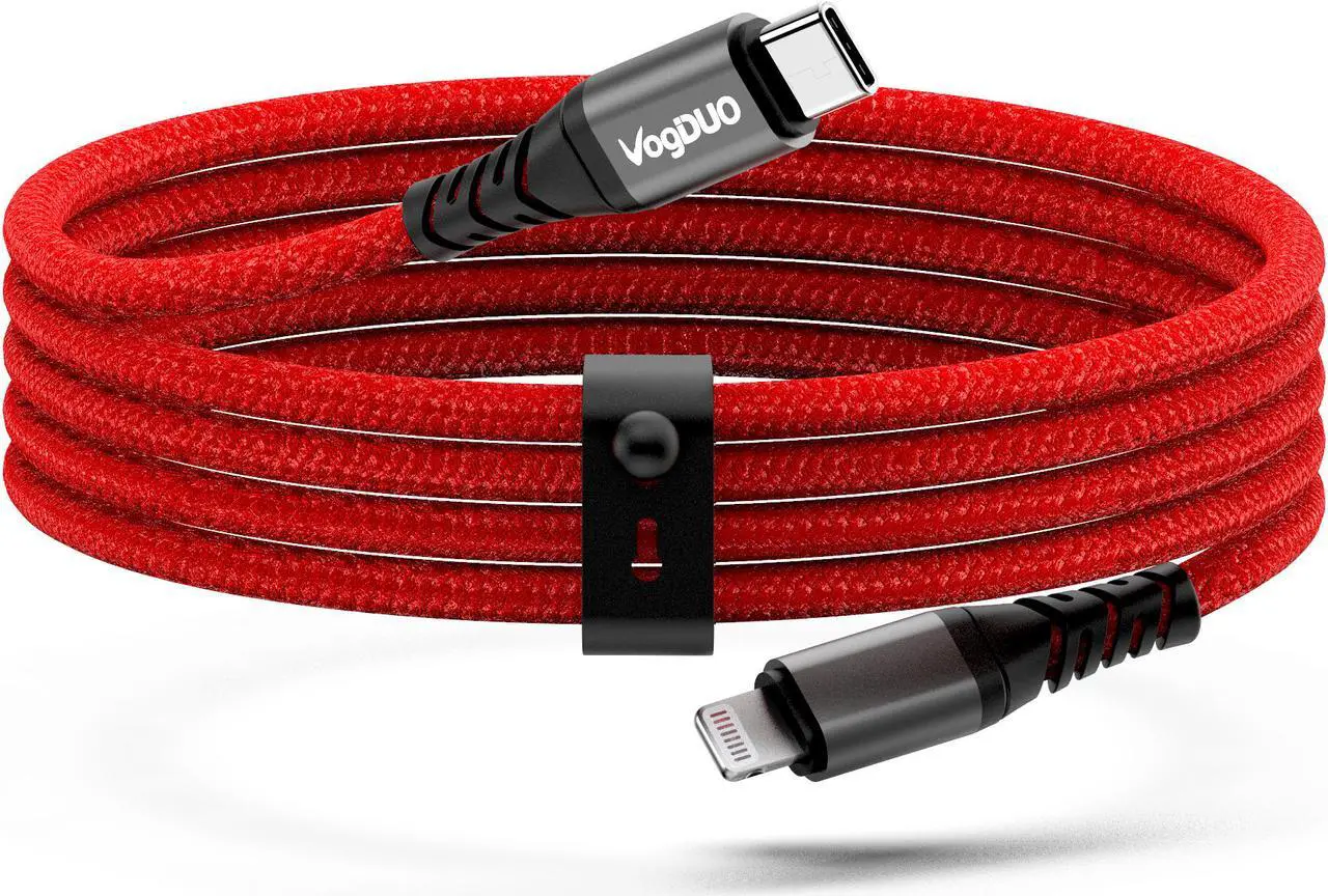 Main image of VogDUO, MFi Certified, USB-C to Lightning Cable, 6ft, Durable and Fast Charging Cable, Reinforced Cable Joints, Tangle Resistant Design, for iPhone XR/Xs/ 11/11 Pro