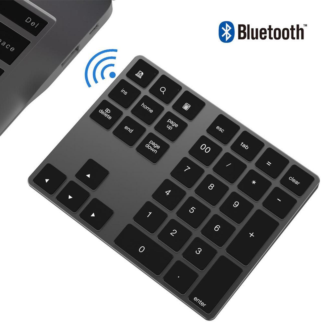 Mini Numeric Keyboard Wireless Bluetooth Keypad 34keys Calculator Keyboard Rechargeable Keypads for Windows/ iOS/Android For PC Macbook Number Pad Mini