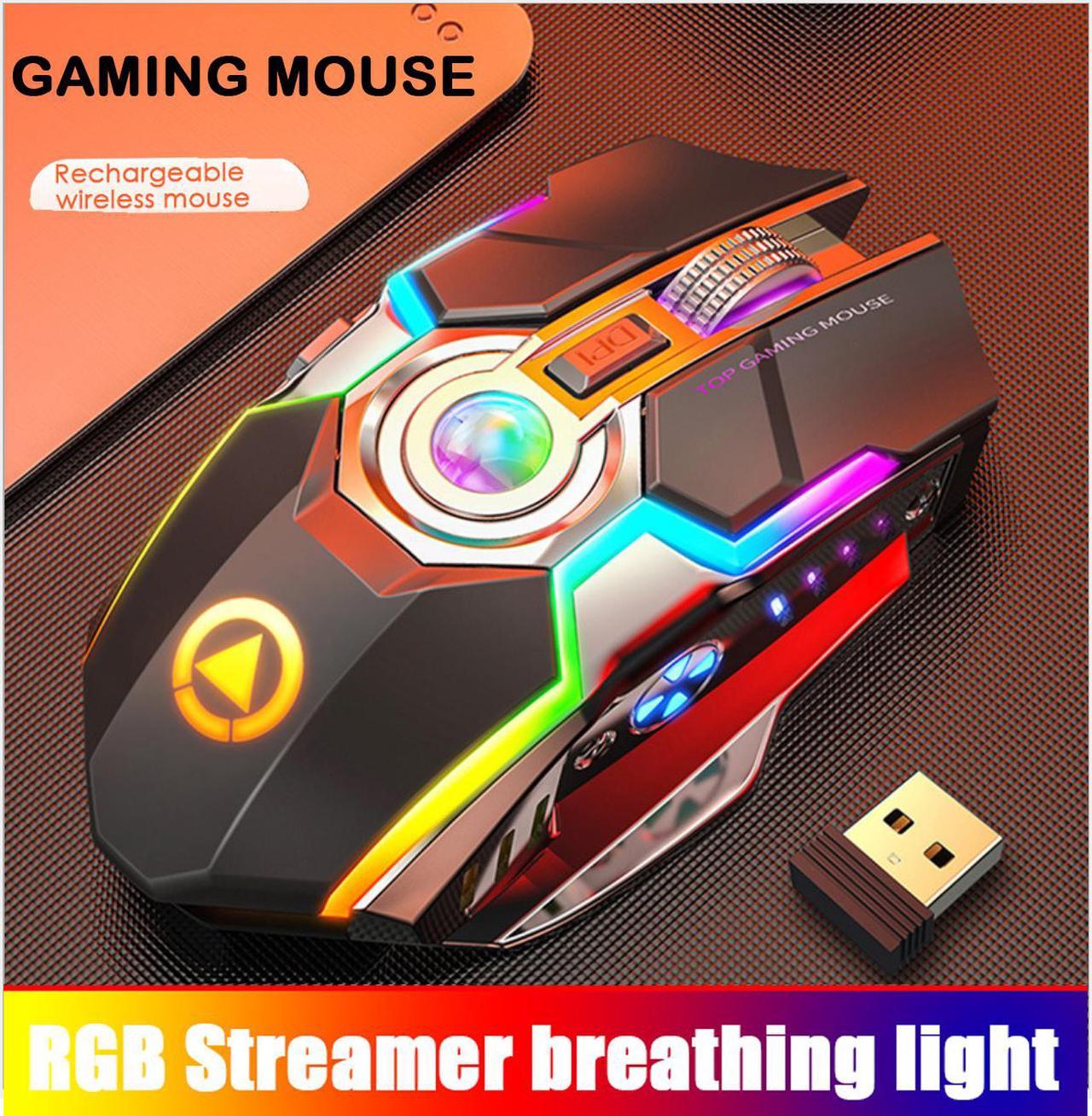 2.4G Wireless Mouse Gaming Mouse Rechargeable Silent LED Backlit Mice 7 Keys USB Optical Ergonomic Mouse with RGB Backlit For Laptop /PC