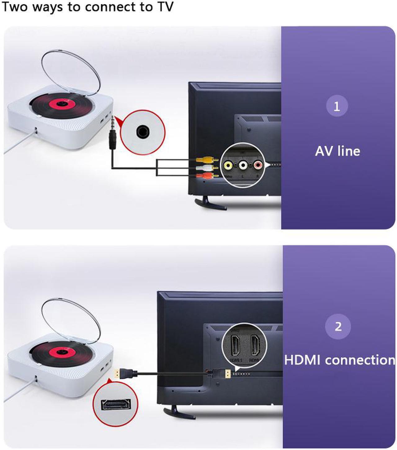 Alt view image 5 of 7 - Wall Mounted CD Player Bluetooth Stereo HiFi Speaker DVD Player CD Boombox  FM Radio with LCD Display Alarm Clock Wireless Remote Control Support 1080P HDMI Video to TV