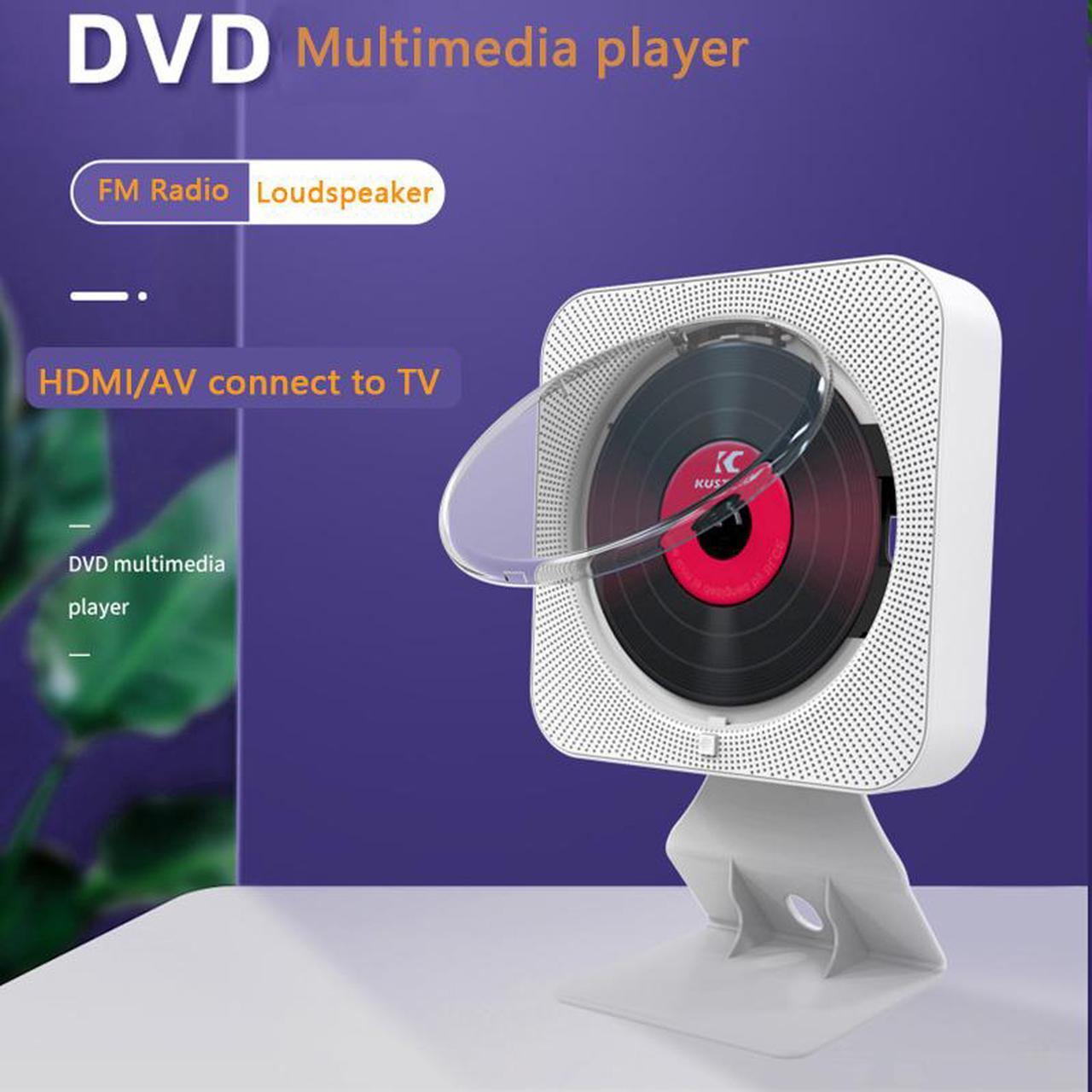 Alt view image 3 of 7 - Wall Mounted CD Player Bluetooth Stereo HiFi Speaker DVD Player CD Boombox  FM Radio with LCD Display Alarm Clock Wireless Remote Control Support 1080P HDMI Video to TV