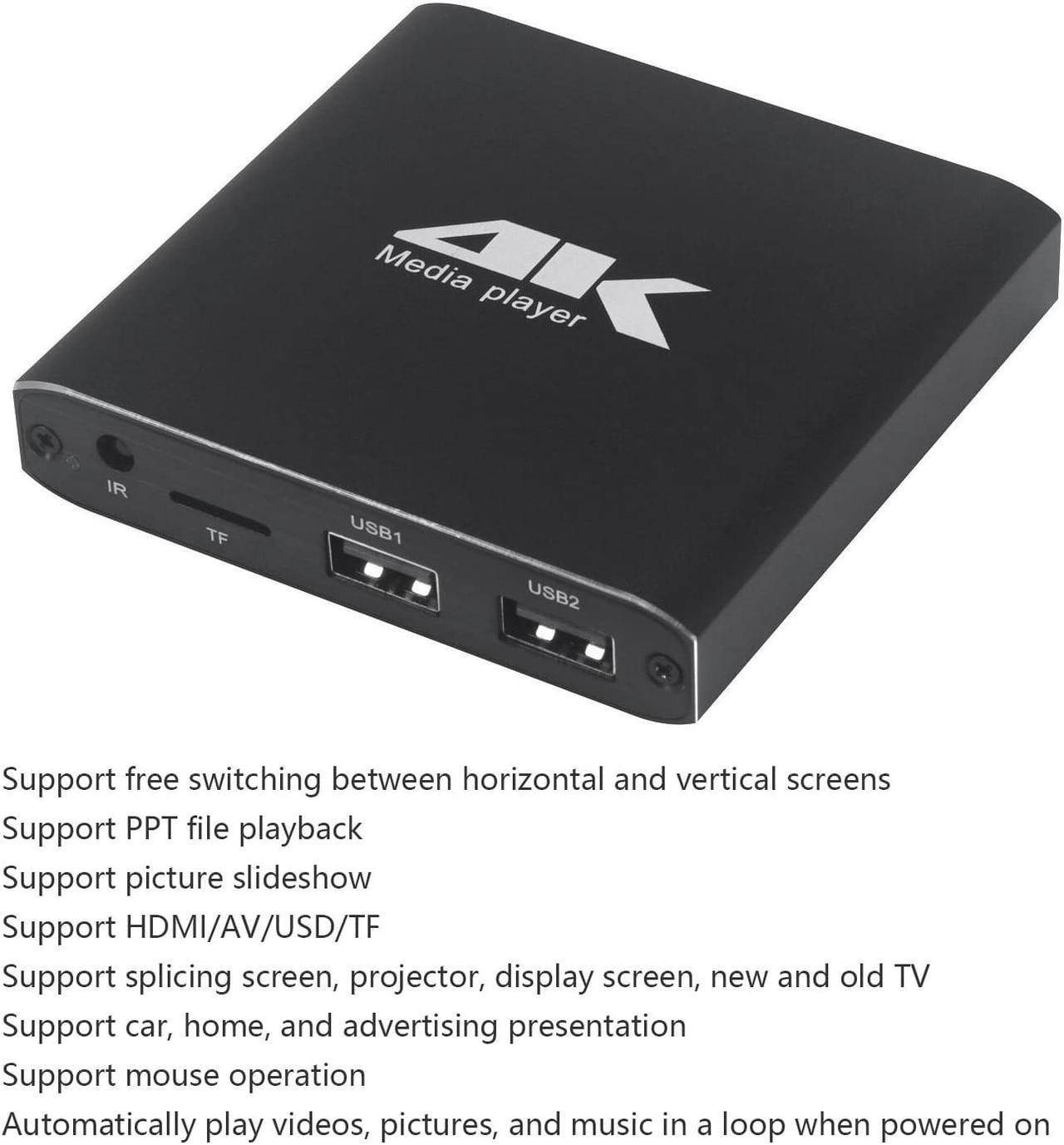 Alt view image 7 of 7 - Mini 4K Advertising Player With TF/AV/HDMI/USB Disk 1080P Full HD Media Player Supports MKV video & Blu-ray movies External HDD Multimedia Player for Splicing Screen/Projector