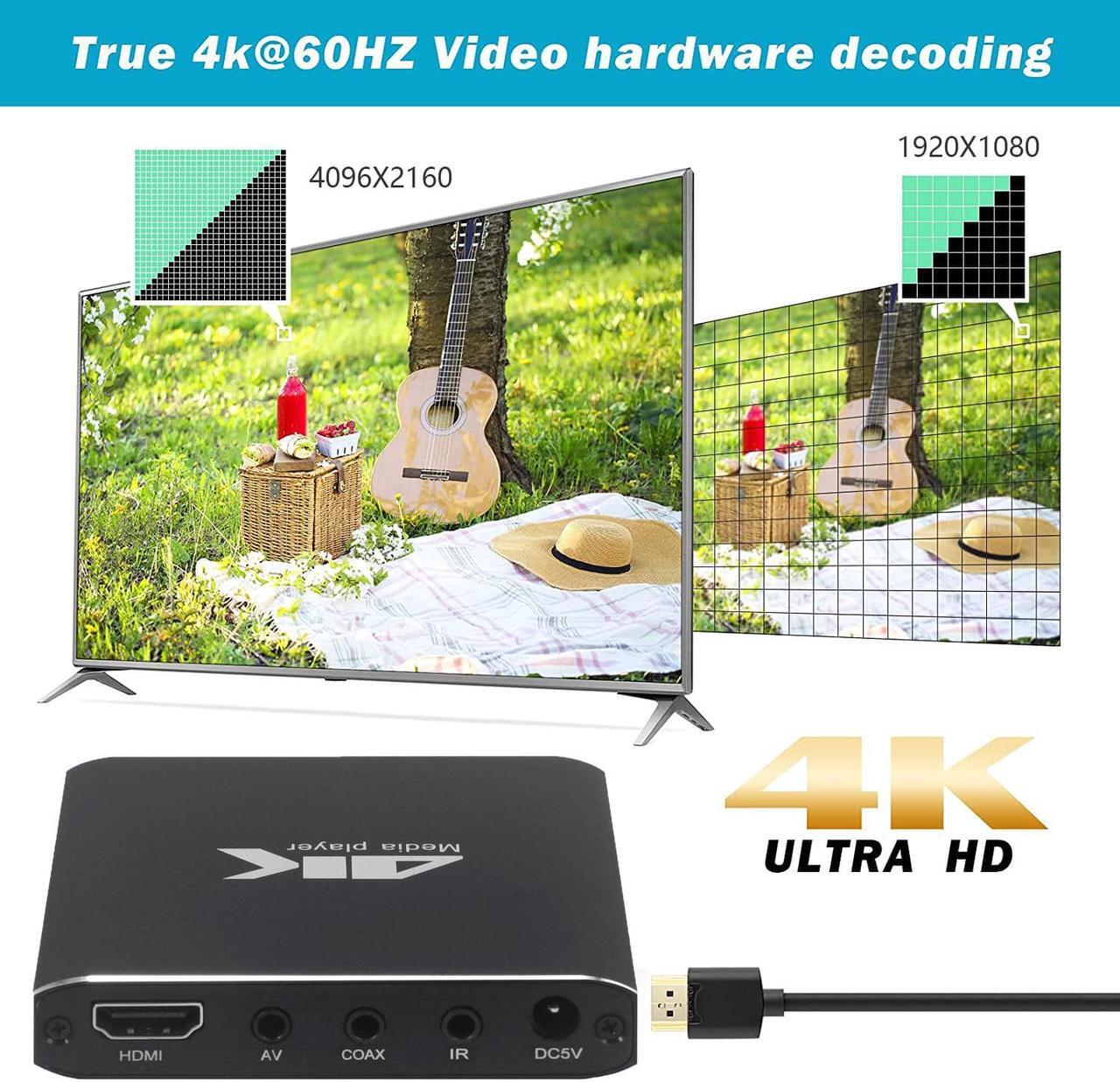 Alt view image 5 of 7 - Mini 4K Advertising Player With TF/AV/HDMI/USB Disk 1080P Full HD Media Player Supports MKV video & Blu-ray movies External HDD Multimedia Player for Splicing Screen/Projector