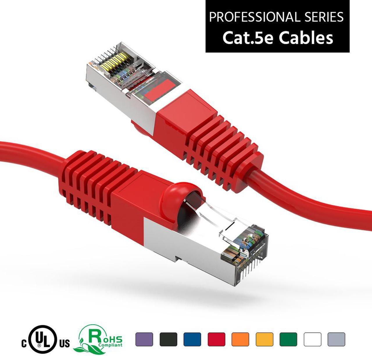 Main image of 25ft (7.6M) Cat5E Shielded (FTP) Ethernet Network Booted Cable 25 Feet (7.6 Meters) Gigabit LAN Network Cable RJ45 High Speed Patch Cable, Red