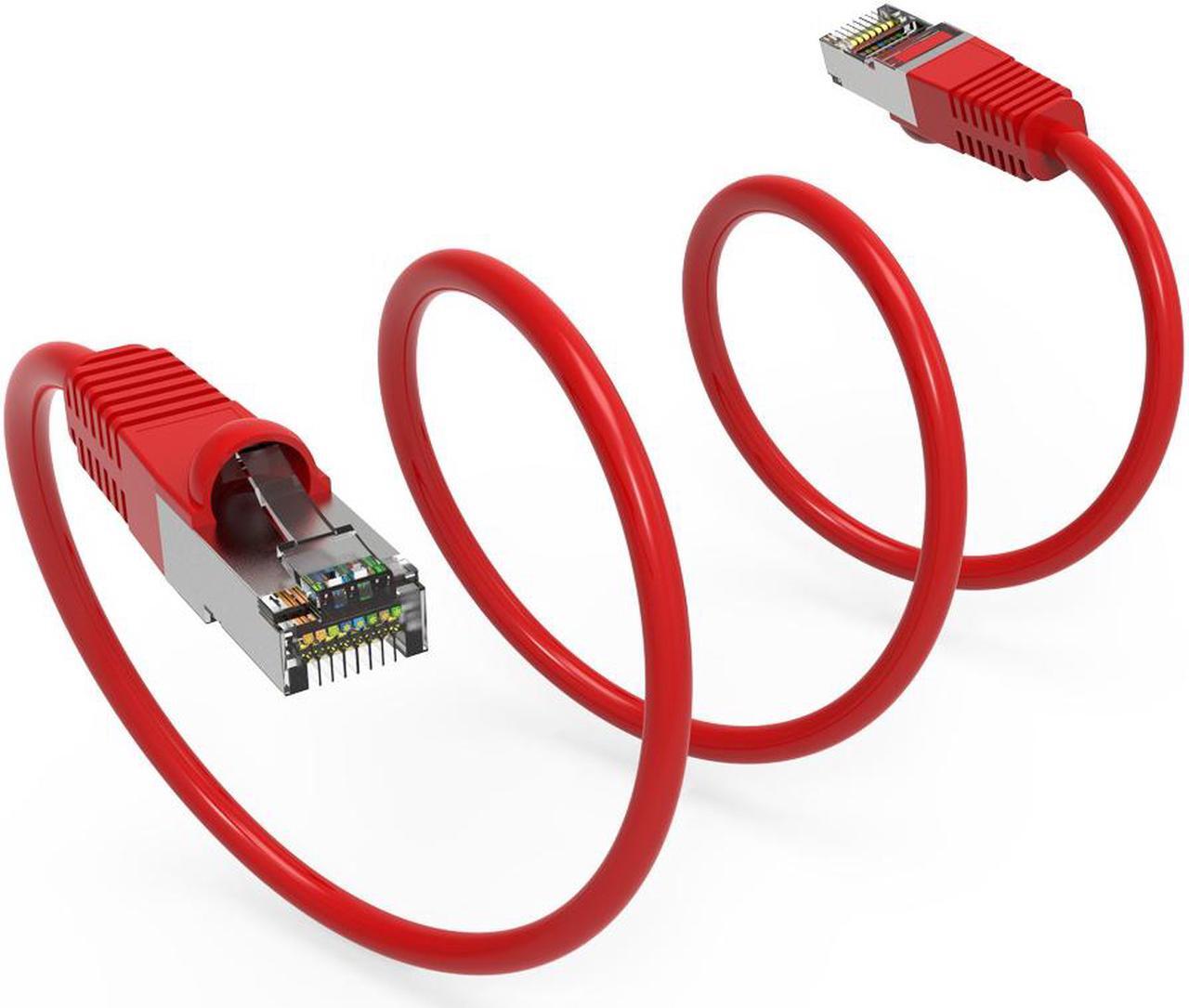 Alt view image 3 of 4 - 25ft (7.6M) Cat5E Shielded (FTP) Ethernet Network Booted Cable 25 Feet (7.6 Meters) Gigabit LAN Network Cable RJ45 High Speed Patch Cable, Red