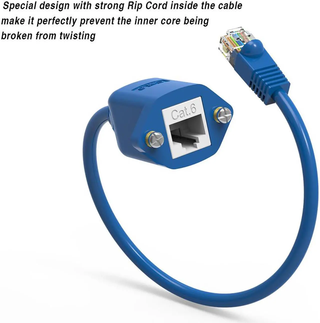 Alt view image 3 of 4 - 15ft (4.6M) Panel-Mount Cat.6 Ethernet Cable 15 Feet (4.6 Meters) Gigabit LAN Network Cable RJ45 High Speed Patch Cable, Blue