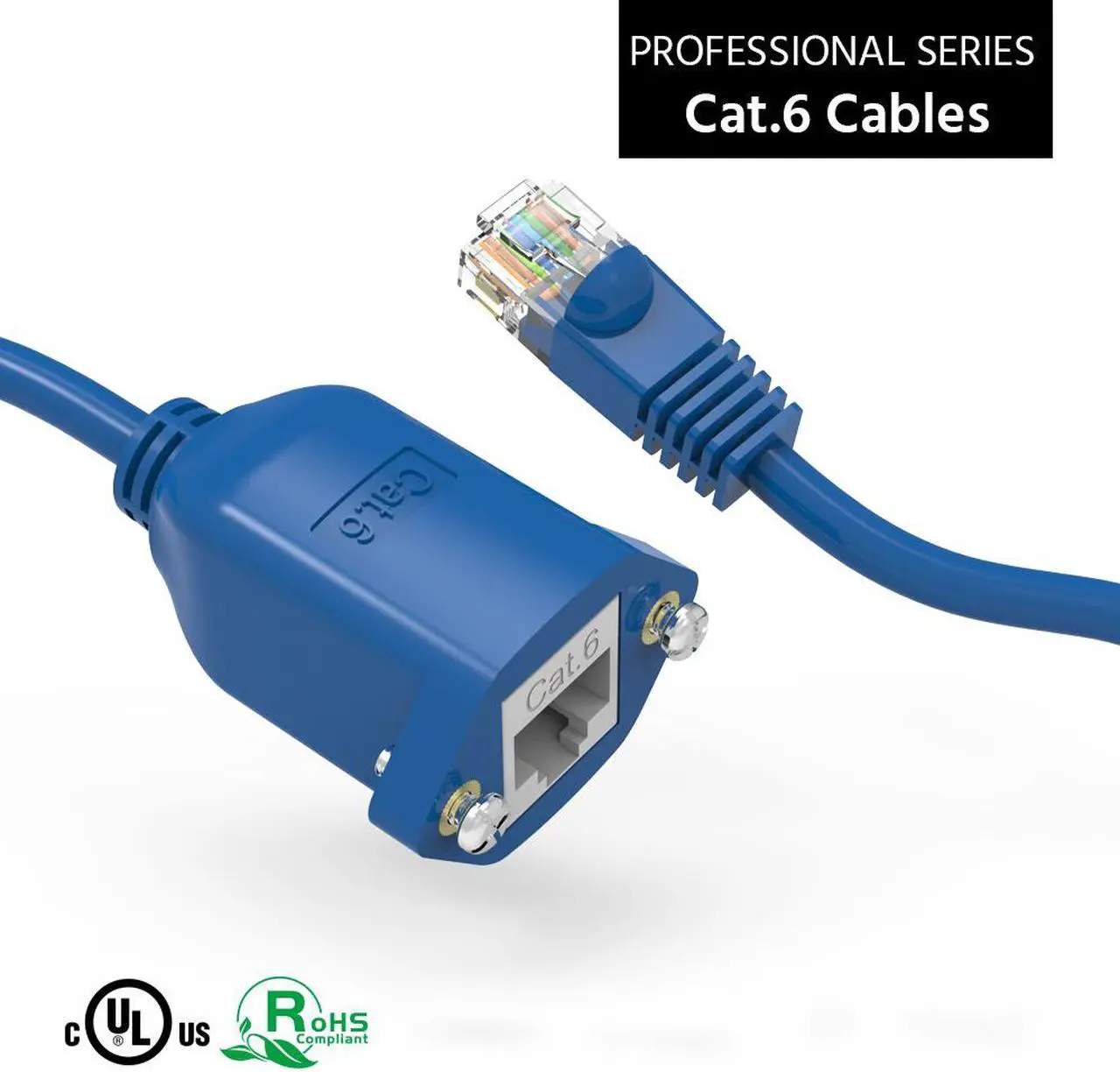 Main image of 15ft (4.6M) Panel-Mount Cat.6 Ethernet Cable 15 Feet (4.6 Meters) Gigabit LAN Network Cable RJ45 High Speed Patch Cable, Blue