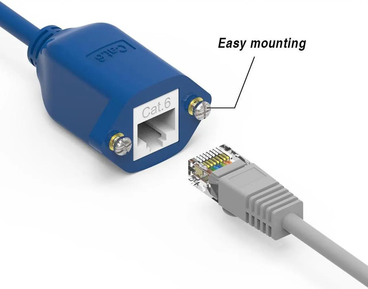 Alt view image 4 of 4 - 15ft (4.6M) Panel-Mount Cat.6 Ethernet Cable 15 Feet (4.6 Meters) Gigabit LAN Network Cable RJ45 High Speed Patch Cable, Blue