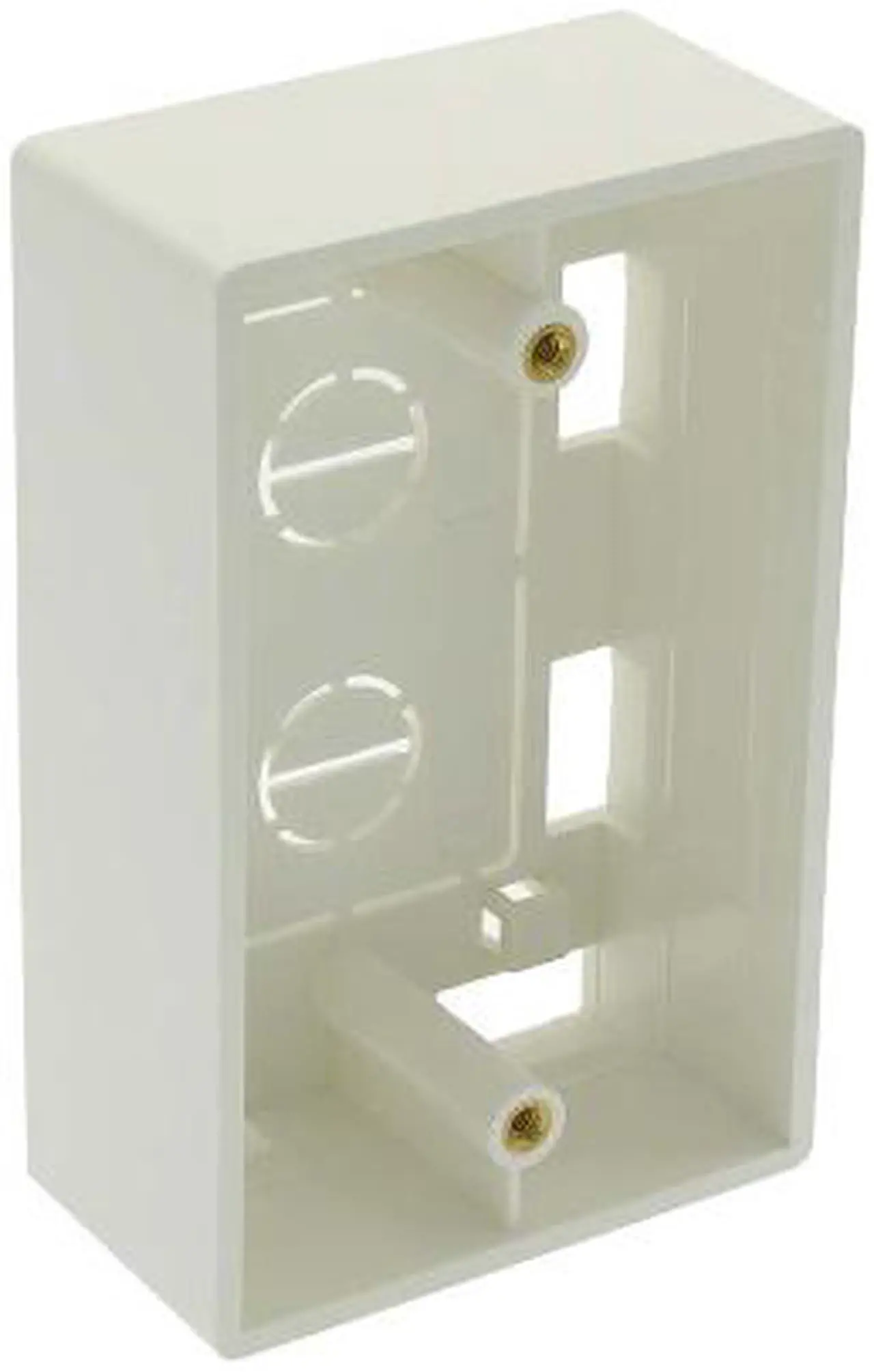 Main image of Surface mount box, single gang, white, includes mounting screws and double sided adhesive pad