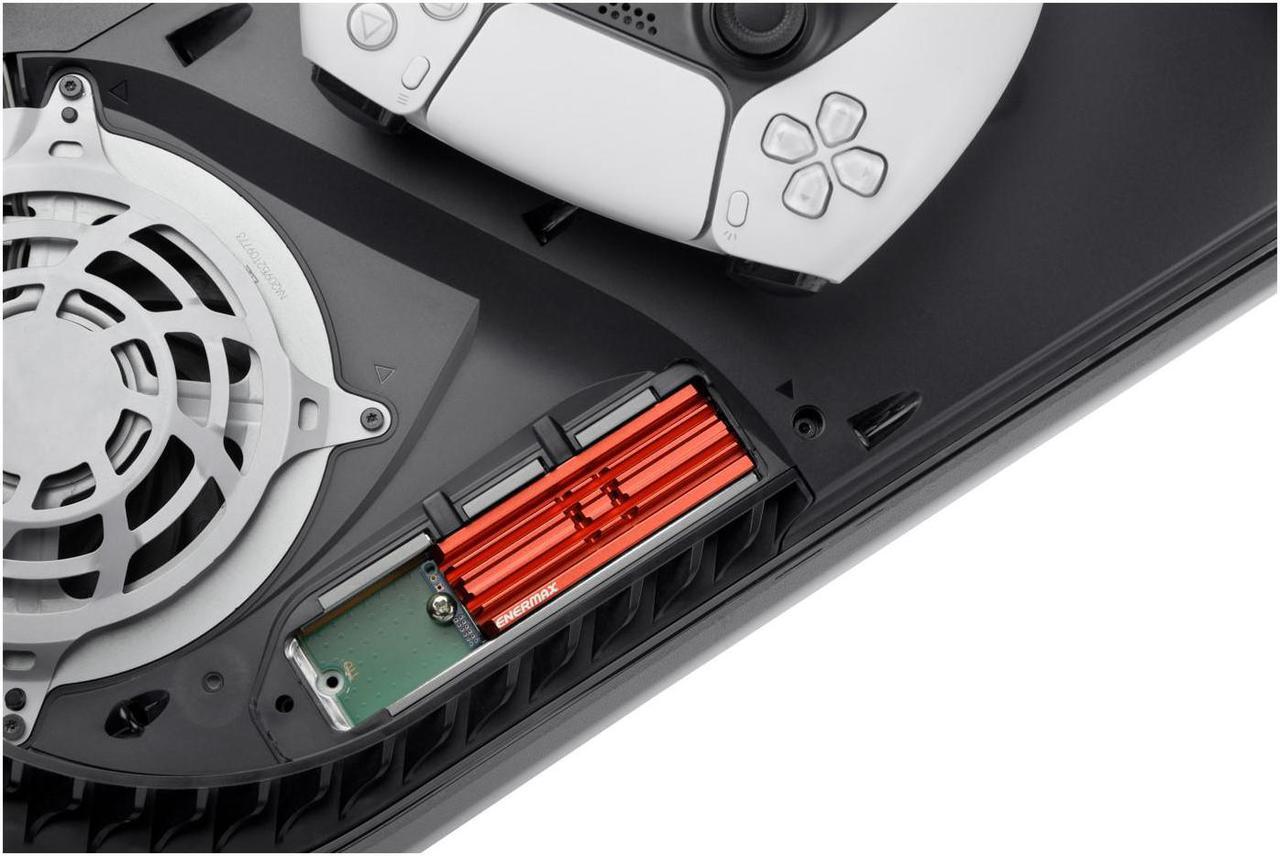 Alt view image 7 of 8 - Enermax M.2 2280 NVMe SSD Heatsink, Double-Sided Heat Sink, with Thermal Silicone Pad for PC / PS5 Cooling - Red