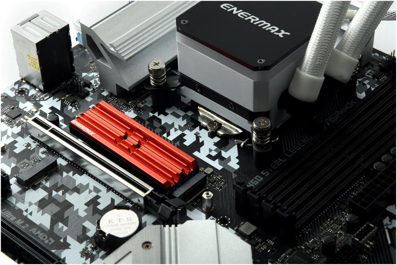 Alt view image 4 of 8 - Enermax M.2 2280 NVMe SSD Heatsink, Double-Sided Heat Sink, with Thermal Silicone Pad for PC / PS5 Cooling - Red