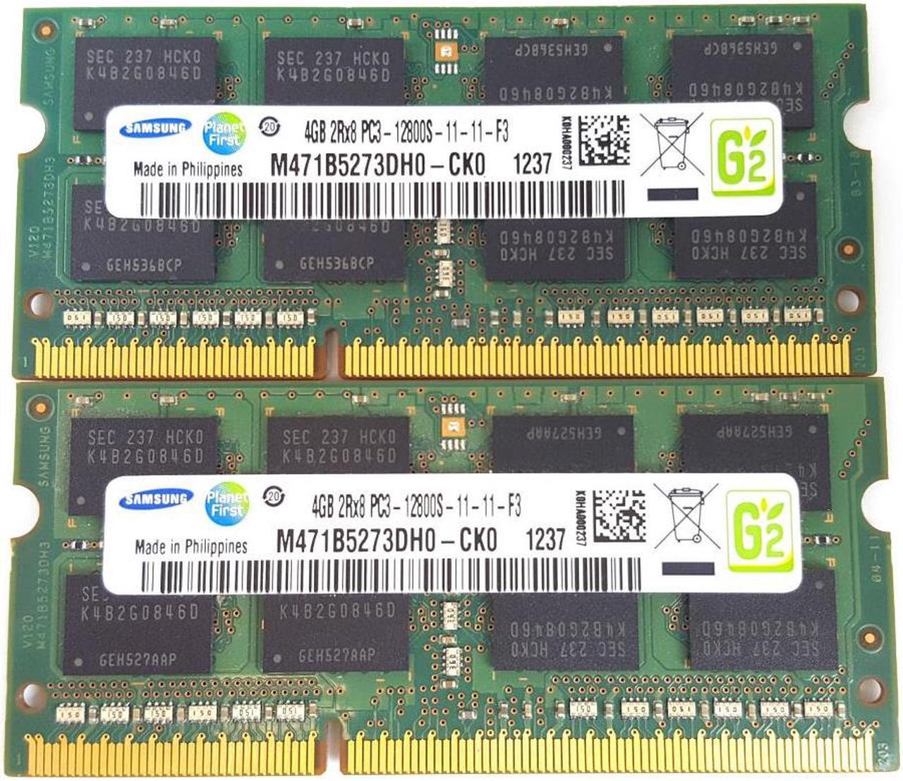 Main image of Samsung 8GB (2 X 4GB) PC3-12800S DDR3 1600MHz 204pin So-Dimm Laptop Memory M471B5273DH0-CK0