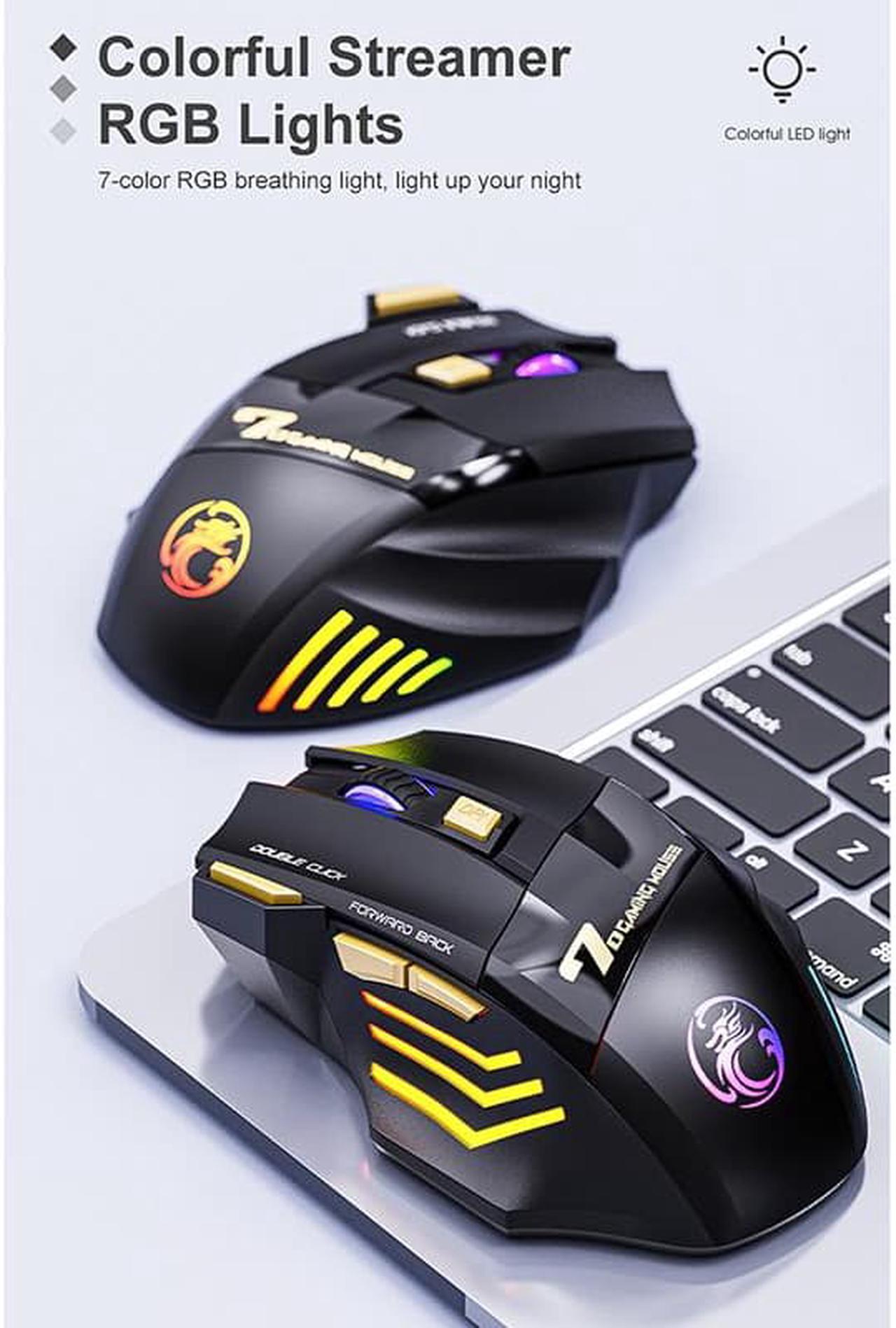 Alt view image 4 of 7 - iMICE GW-X7 7-button Silent Rechargeable Wireless Gaming Mouse with Colorful RGB Lights