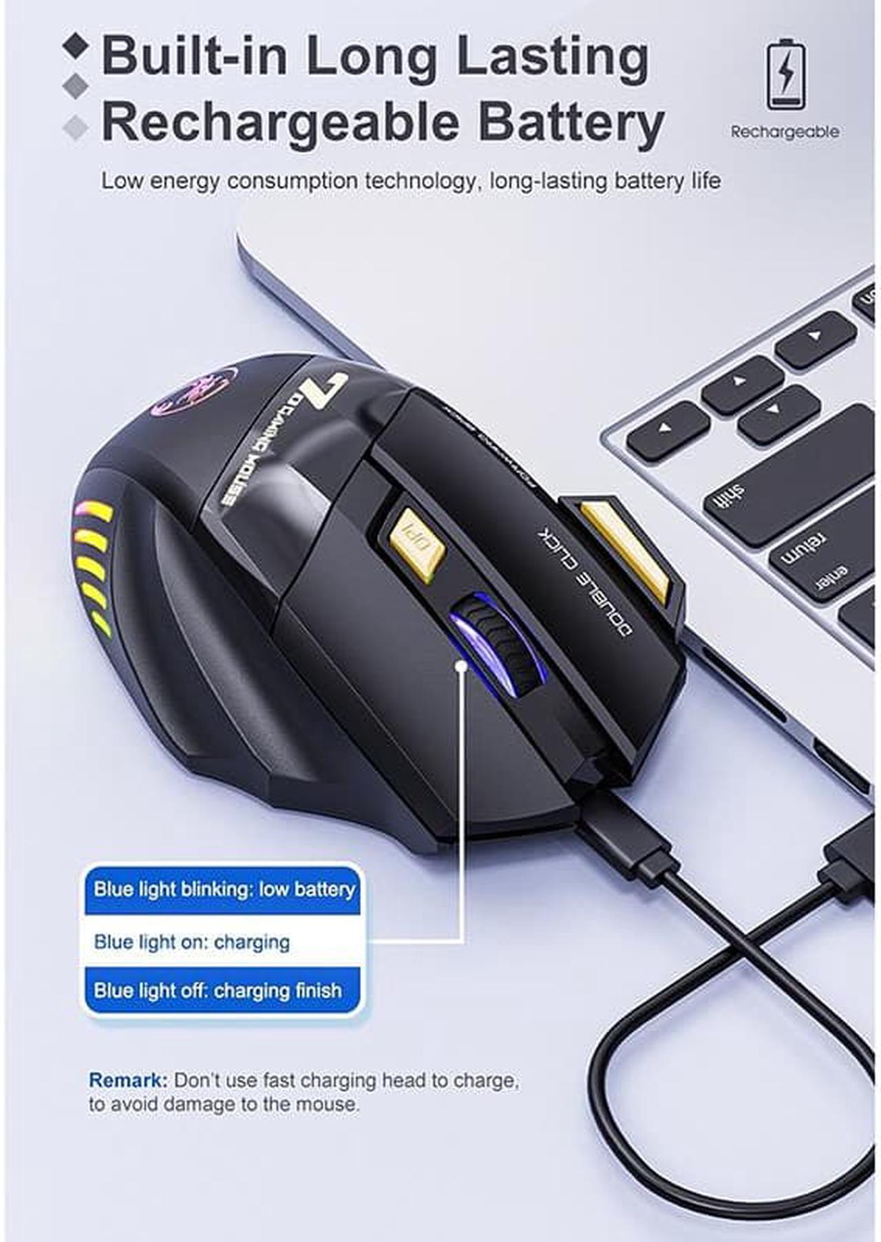 Alt view image 5 of 7 - iMICE GW-X7 7-button Silent Rechargeable Wireless Gaming Mouse with Colorful RGB Lights