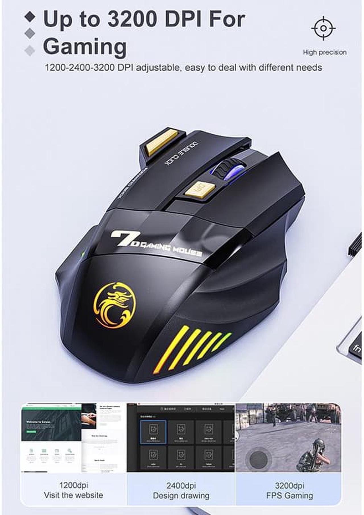 Alt view image 7 of 7 - iMICE GW-X7 7-button Silent Rechargeable Wireless Gaming Mouse with Colorful RGB Lights