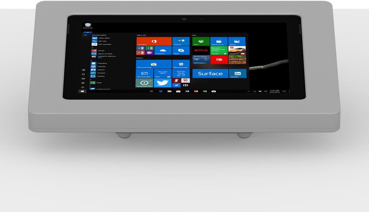 Alt view image 2 of 7 - VidaMount Light Grey Enclosure and Fixed Tilted 15° Desk / Surface Mount [Bundle] compatible with Surface Go, Go 2 & Go 3