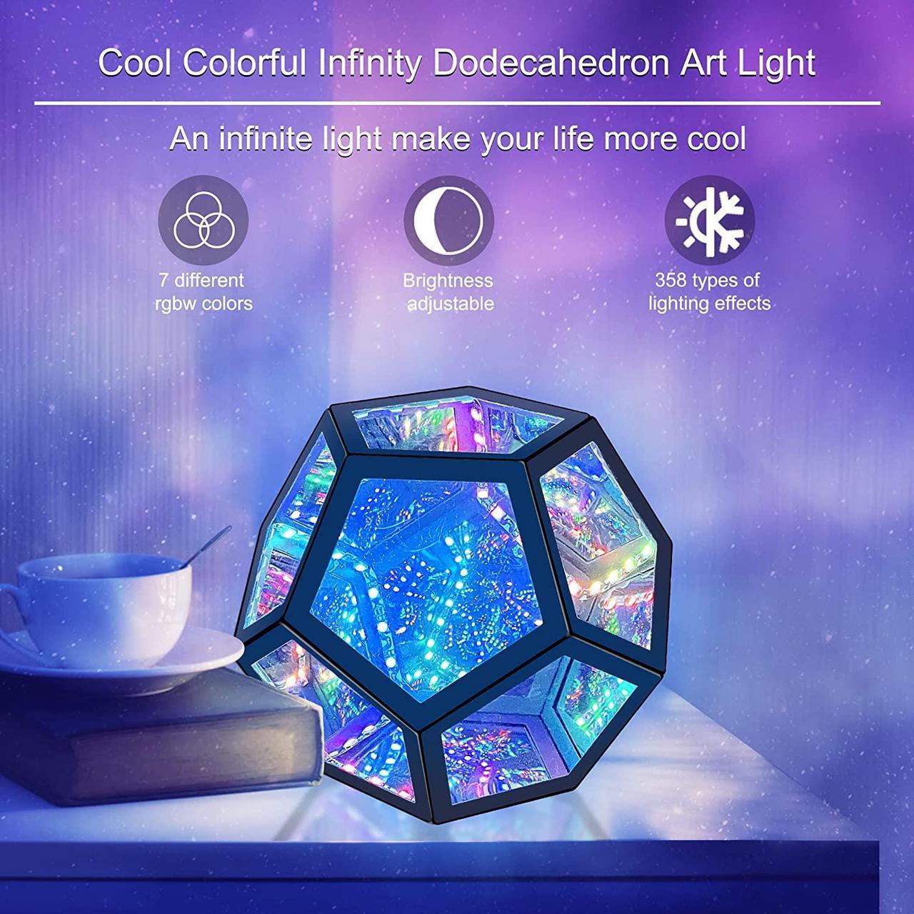 Alt view image 4 of 7 - Infinity Dodecahedron Gaming Light, Cool RGBW Led Desk Table lamp Light for Bedroom Gaming Room Decor, USB Color Mood Changing Ambient Night Lighting lamp for Adult Children