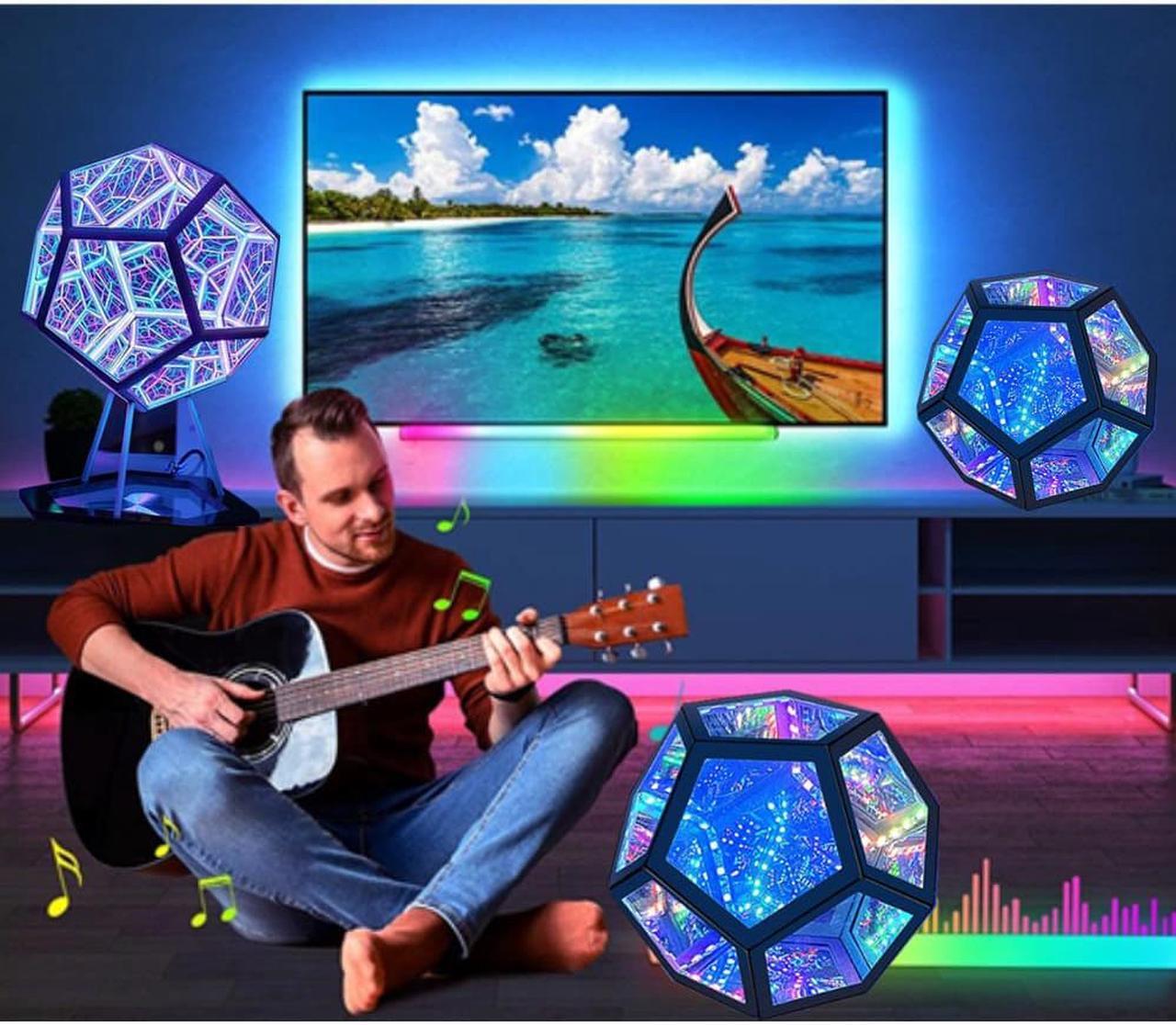 Alt view image 7 of 7 - Infinity Dodecahedron Gaming Light, Cool RGBW Led Desk Table lamp Light for Bedroom Gaming Room Decor, USB Color Mood Changing Ambient Night Lighting lamp for Adult Children