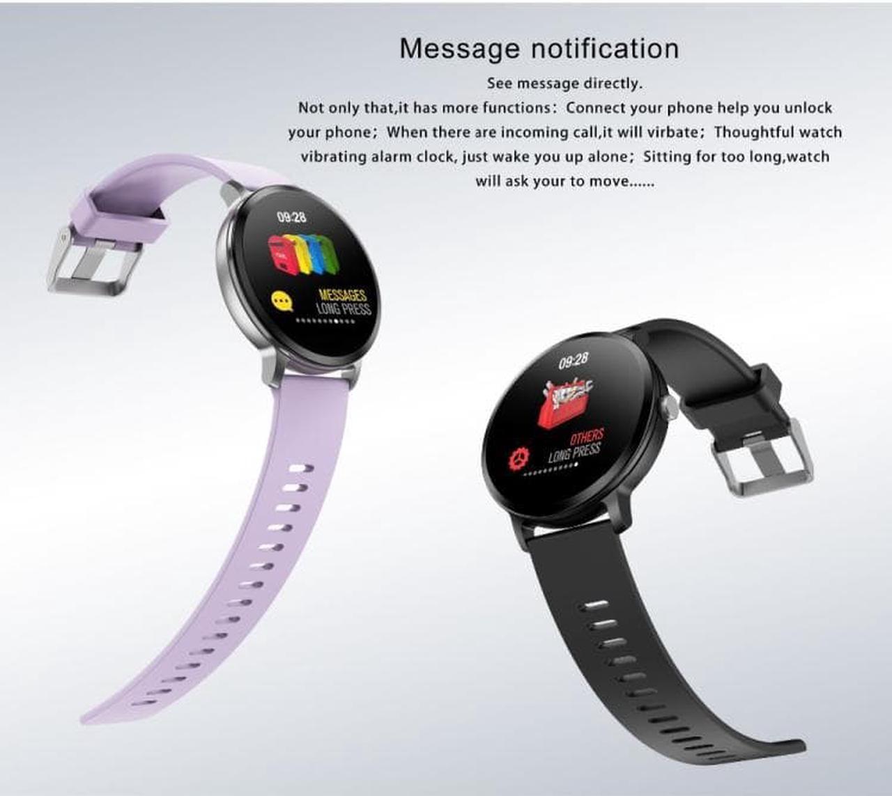 Alt view image 7 of 7 - V11 Smartwatch Real-time Heart Rate Blood Pressure Monitor Multi-sport mode Breathing Light Smart Watch for Android IOS Phone (Pink Silicone)