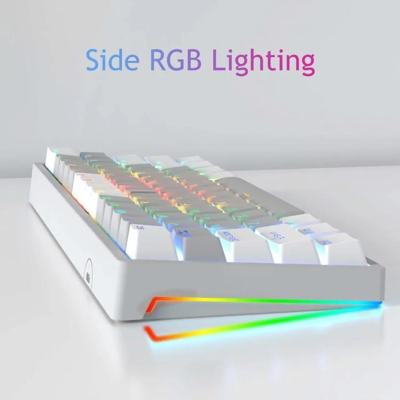 Alt view image 6 of 7 - AULA F3261 Type-C Wired Hot Swappable 61 Keys RGB Mechanical Keyboard (Gray White Red Shaft)