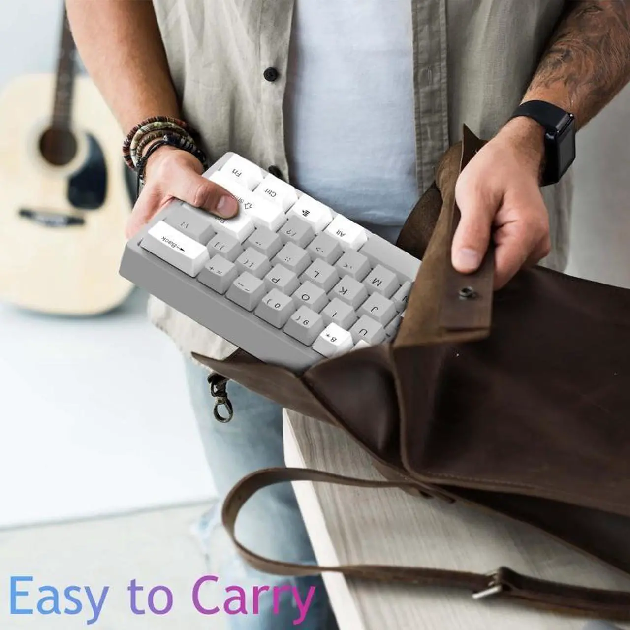 Alt view image 7 of 7 - AULA F3261 Type-C Wired Hot Swappable 61 Keys RGB Mechanical Keyboard (Gray White Red Shaft)