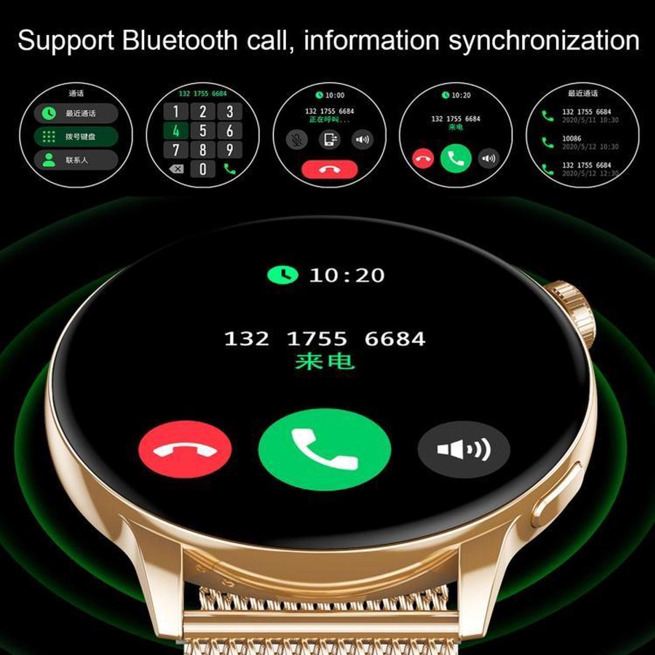 Alt view image 4 of 7 - HD1 1.3 Inch AMOLED Screen Smart Watch with NFC Function (Silver Steell+Silicone Strap)