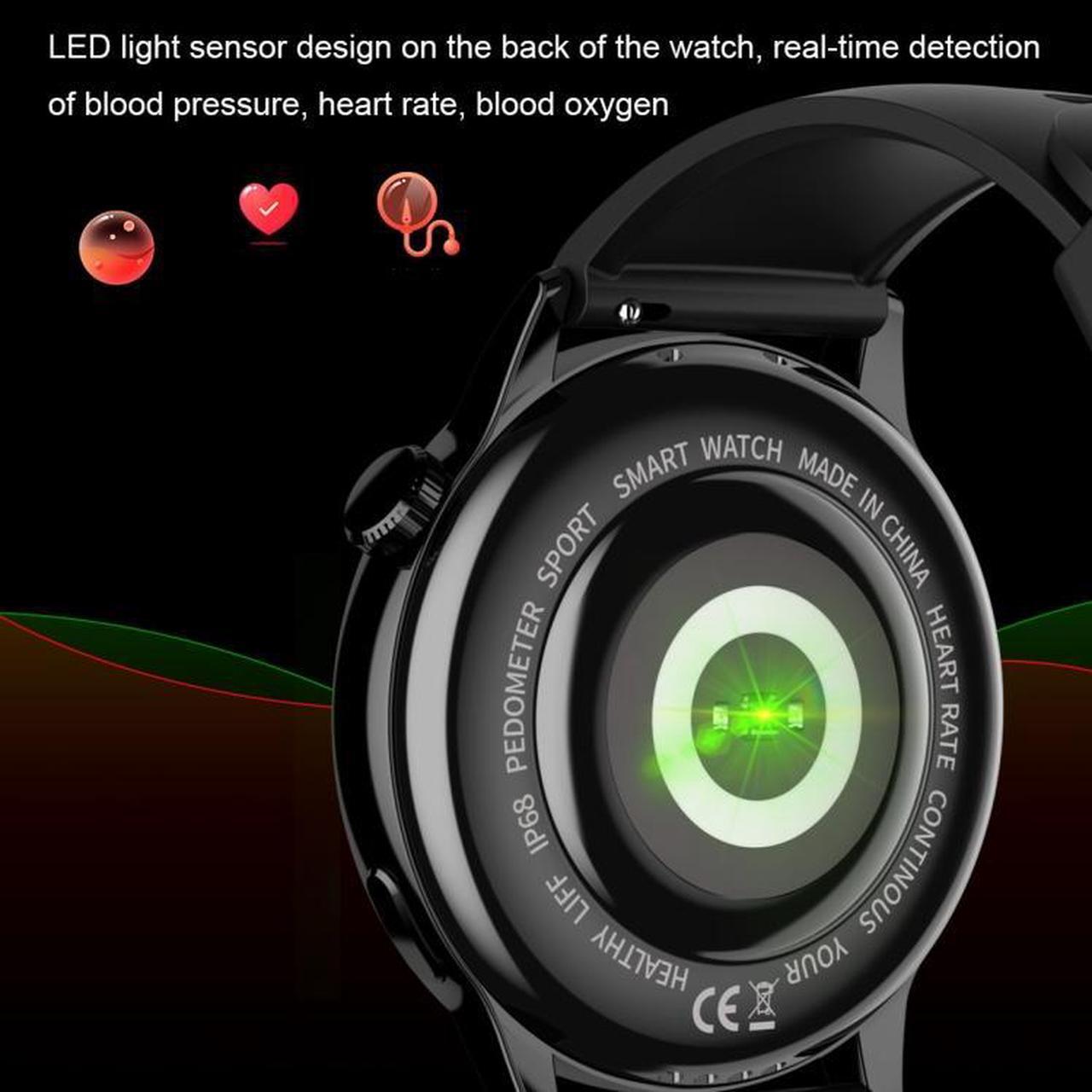 Alt view image 5 of 7 - HD1 1.3 Inch AMOLED Screen Smart Watch with NFC Function (Silver Steell+Silicone Strap)
