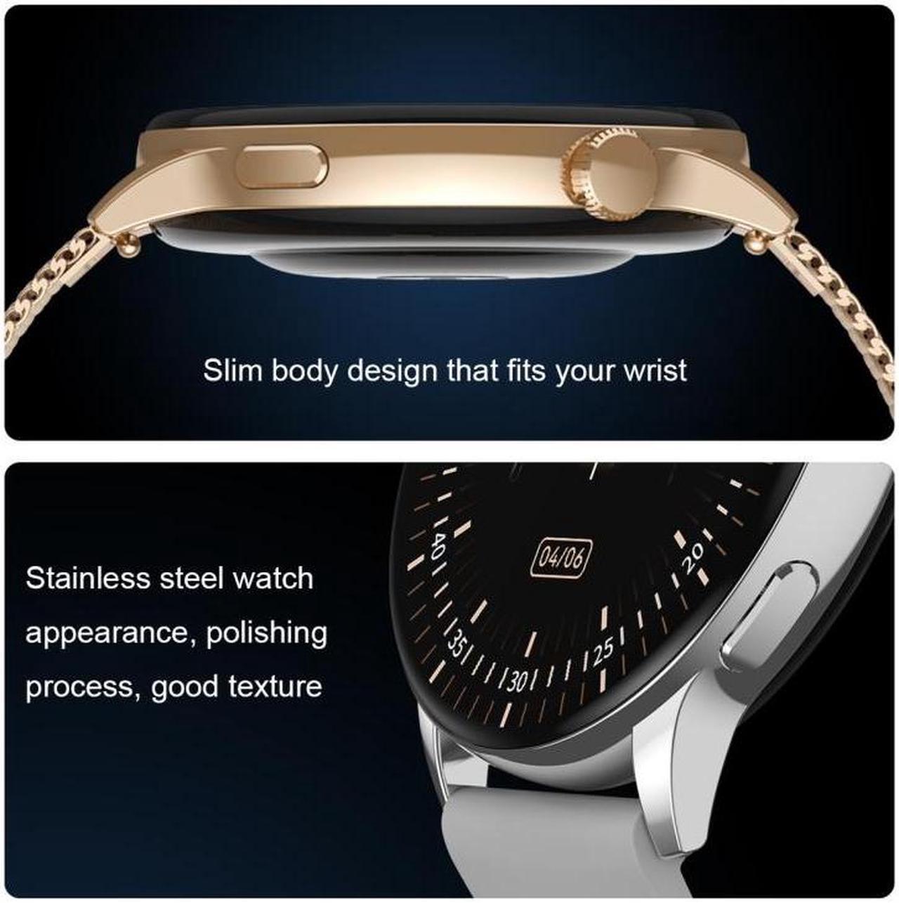 Alt view image 6 of 7 - HD1 1.3 Inch AMOLED Screen Smart Watch with NFC Function (Silver Steell+Silicone Strap)