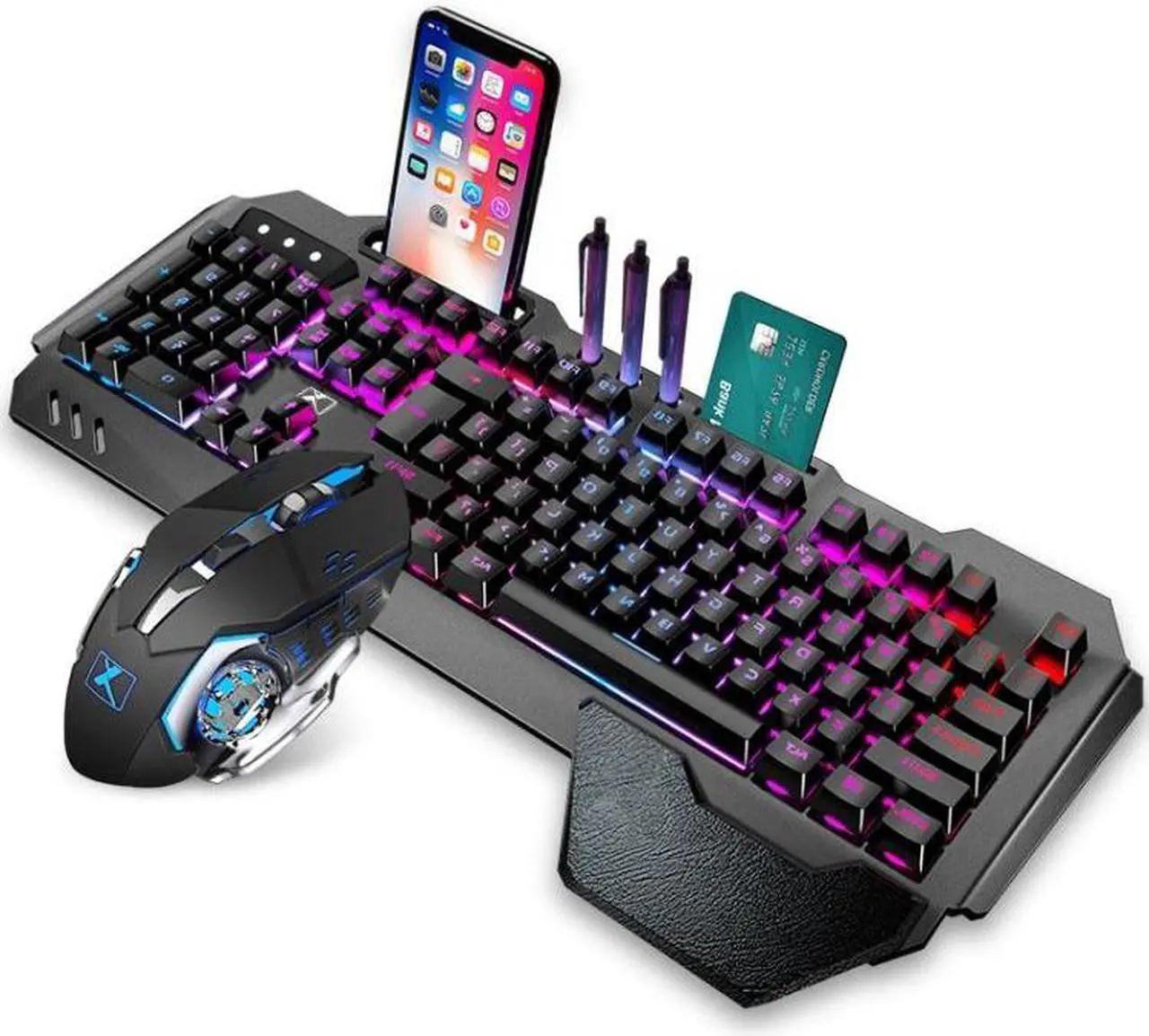 Alt view image 2 of 7 - K680 RGB Rechargeable Gaming Wireless Keyboard and Mouse Set Black White