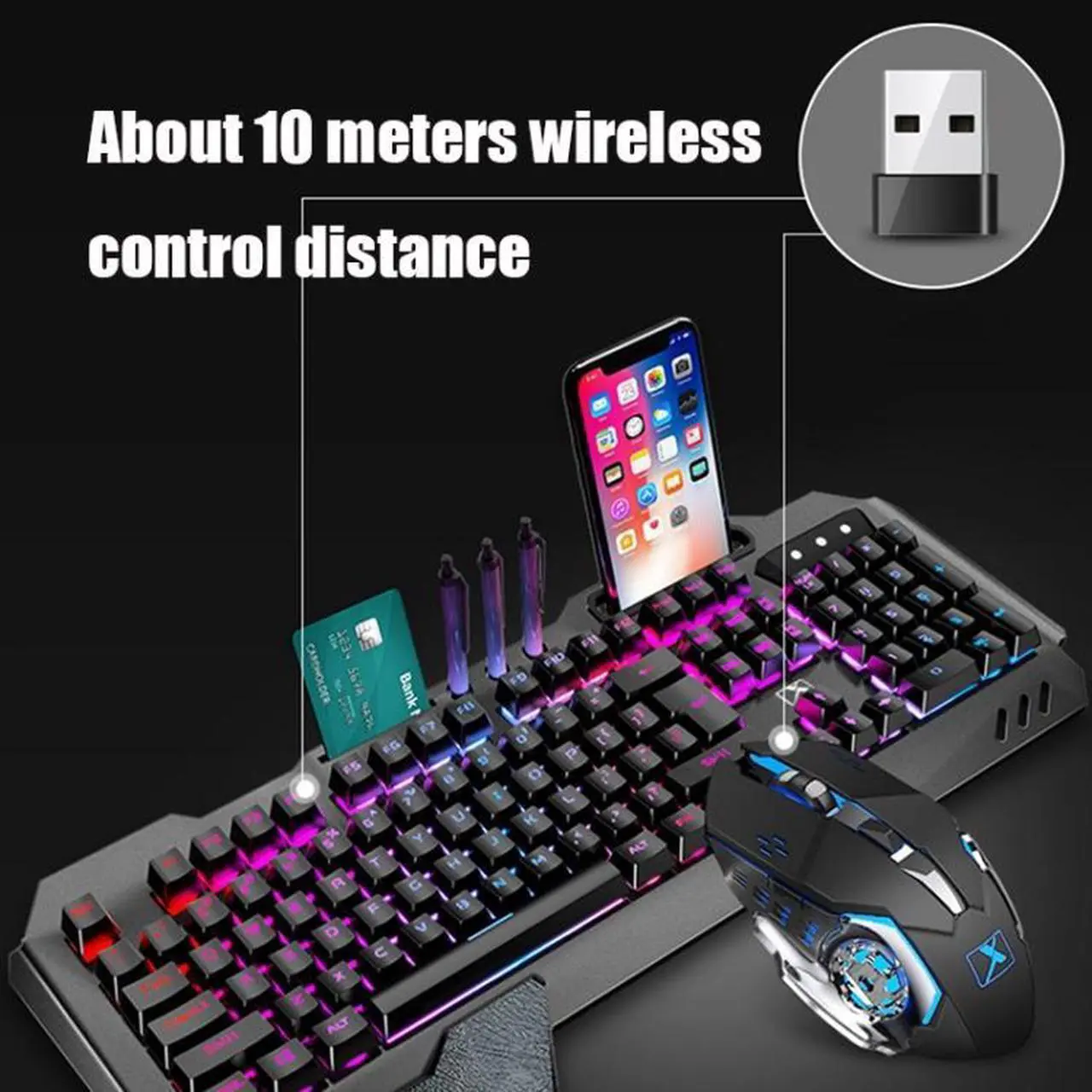 Alt view image 5 of 7 - K680 RGB Rechargeable Gaming Wireless Keyboard and Mouse Set Black White